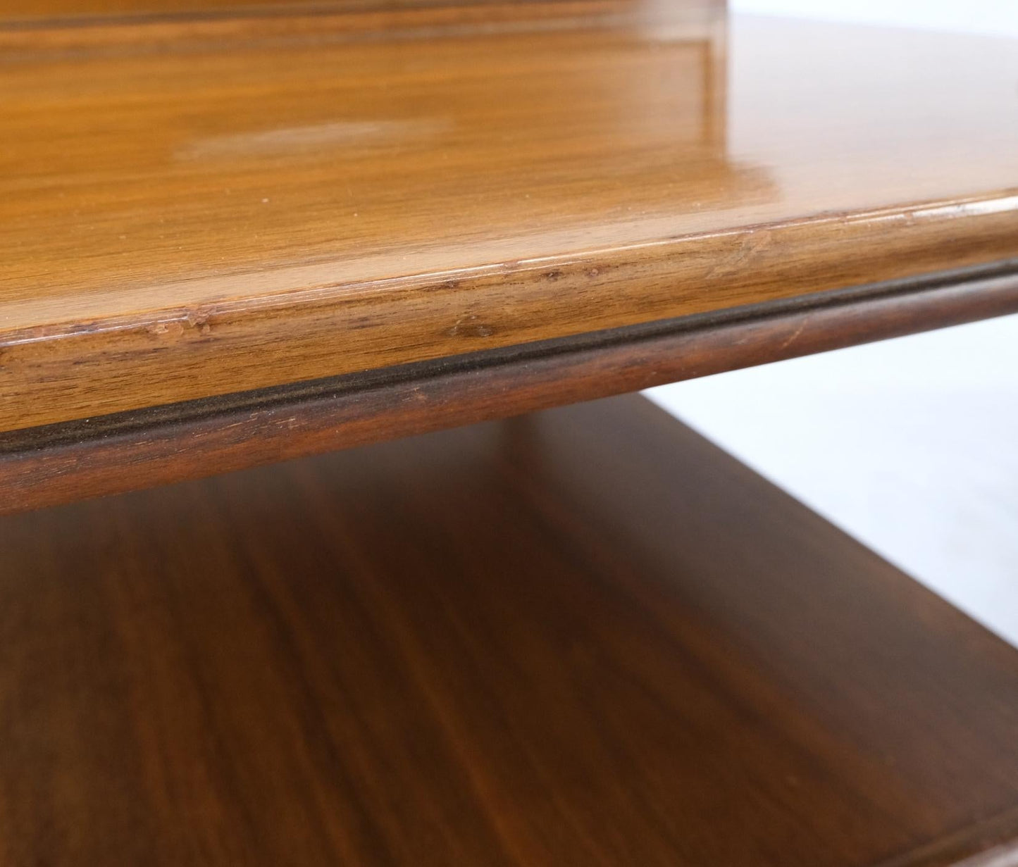 EstablishedLines Pair Walnut American Mid-Century Modern One Drawer Step End Tables Stands Mint!
