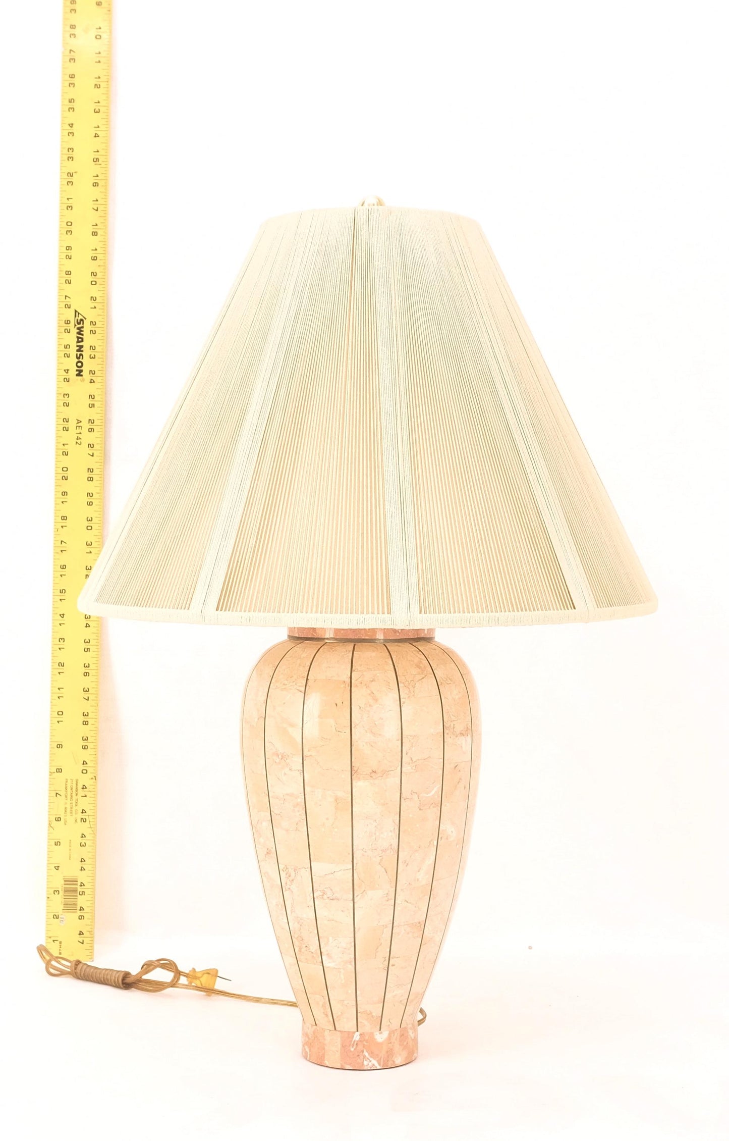 EstablishedLines Onion Shape Tessellated Stone Brass Inlay Table Lamp Mint!