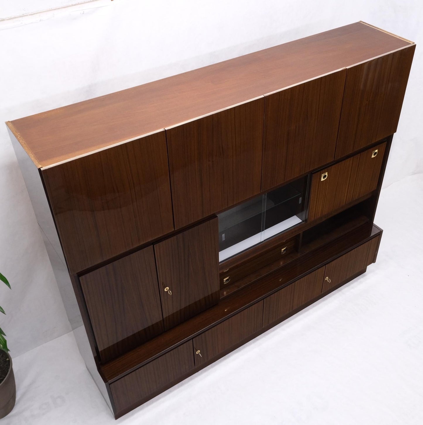 EstablishedLines Large German Deco Mid Century Modern Lacquered Wall Unit Multi Use Cabinet NICE!