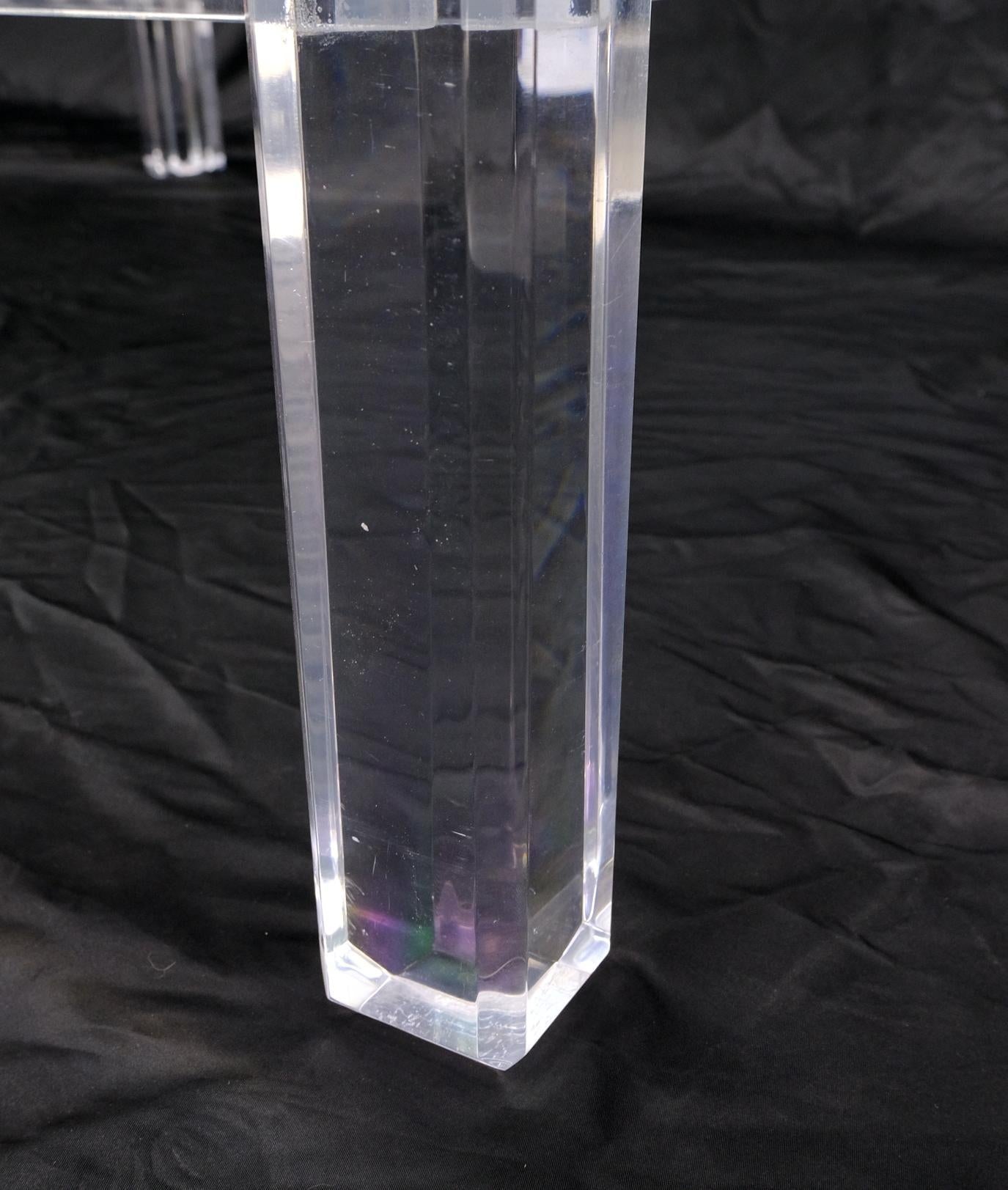 EstablishedLines Mid Century Modern Thick Polished Lucite Base Glass Top Square Coffee Table