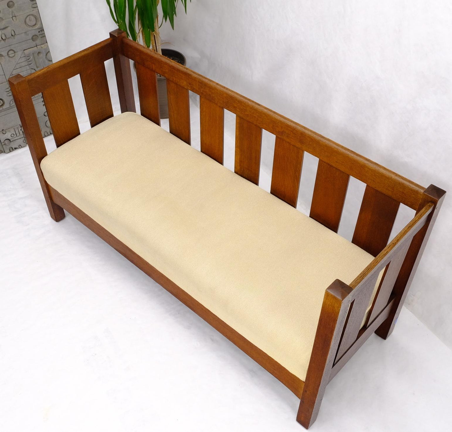 EstablishedLines Massive Mission Oak c. 1920's Sofa Large Bench Sette Loveseat Couch