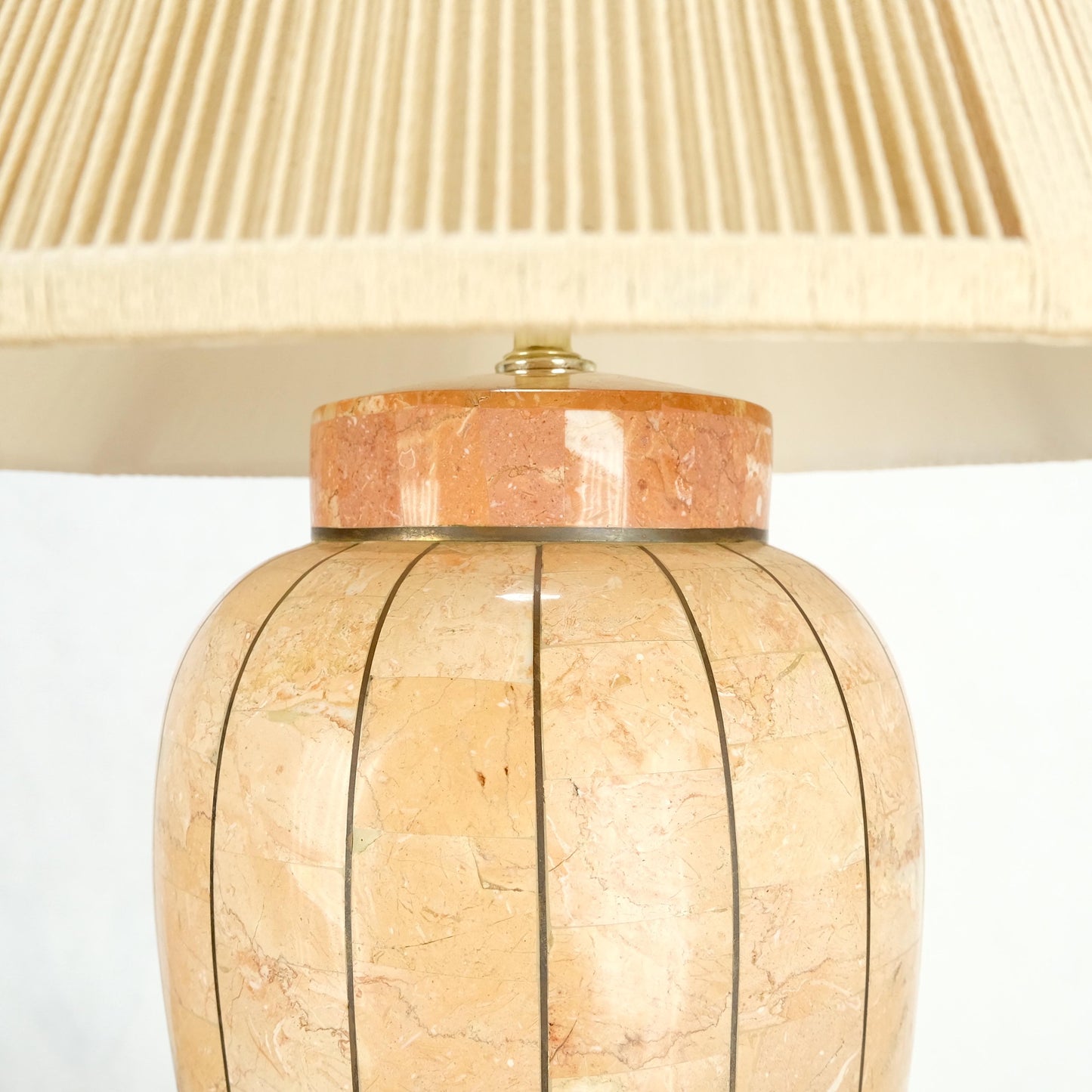 EstablishedLines Onion Shape Tessellated Stone Brass Inlay Table Lamp Mint!