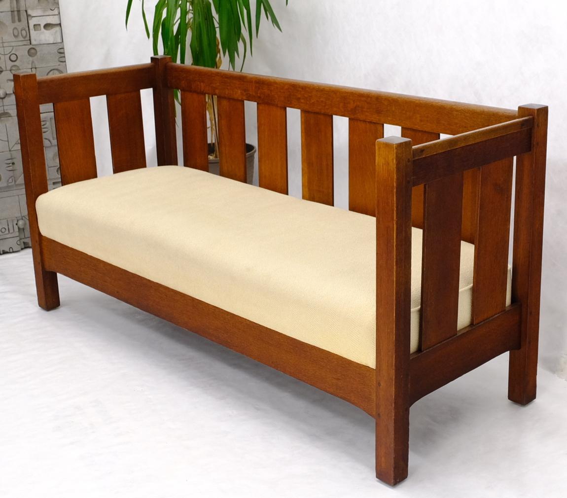 EstablishedLines Massive Mission Oak c. 1920's Sofa Large Bench Sette Loveseat Couch