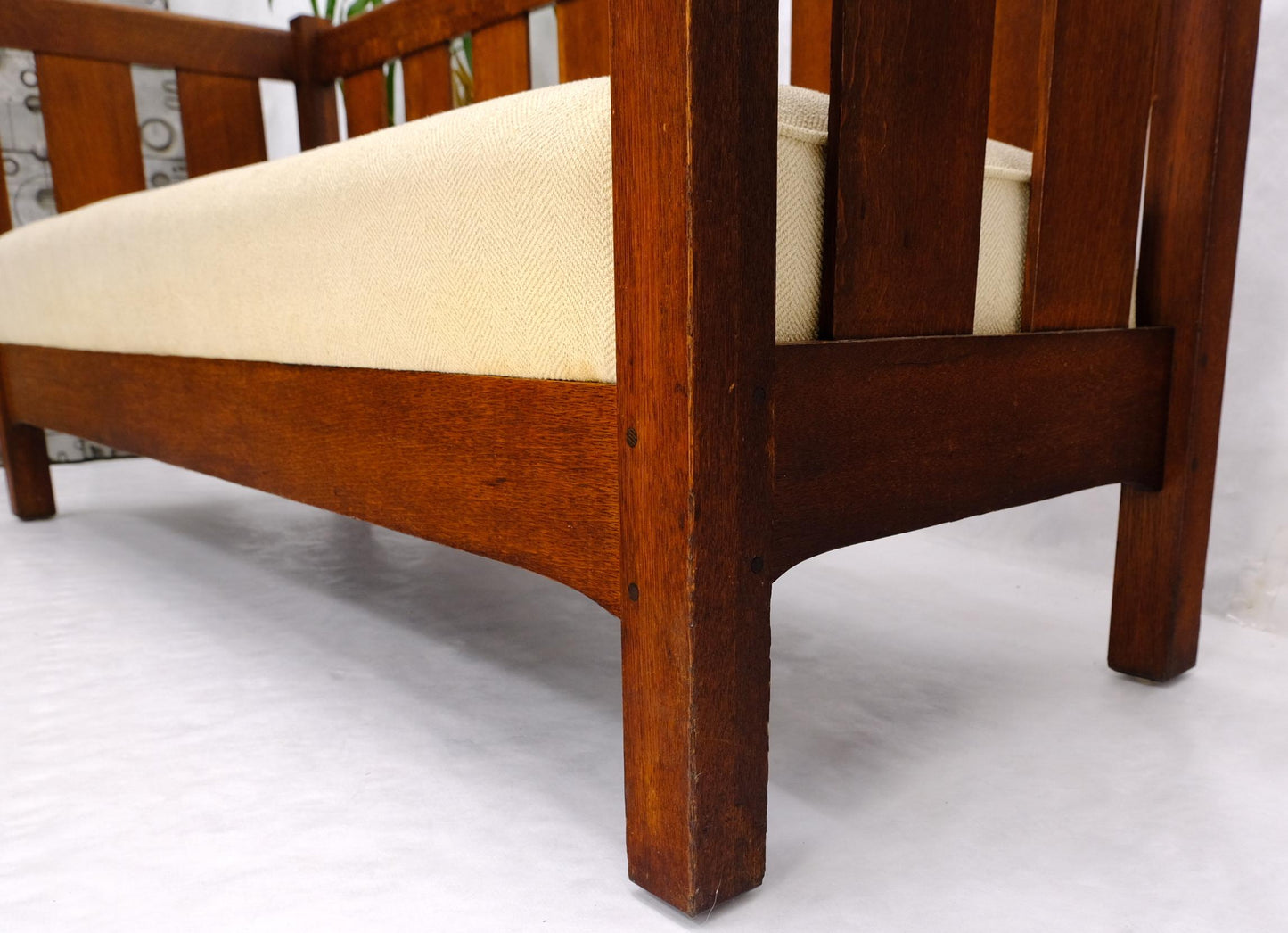 EstablishedLines Massive Mission Oak c. 1920's Sofa Large Bench Sette Loveseat Couch