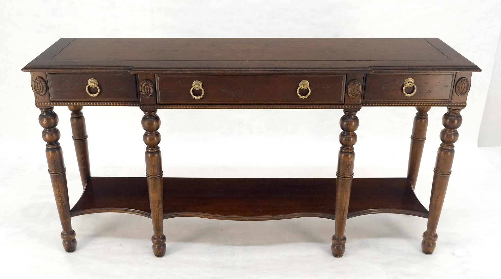 EstablishedLines Spanish Colonial Style 3 Drawers 60" Wide Console Table Credenza Brass Pulls