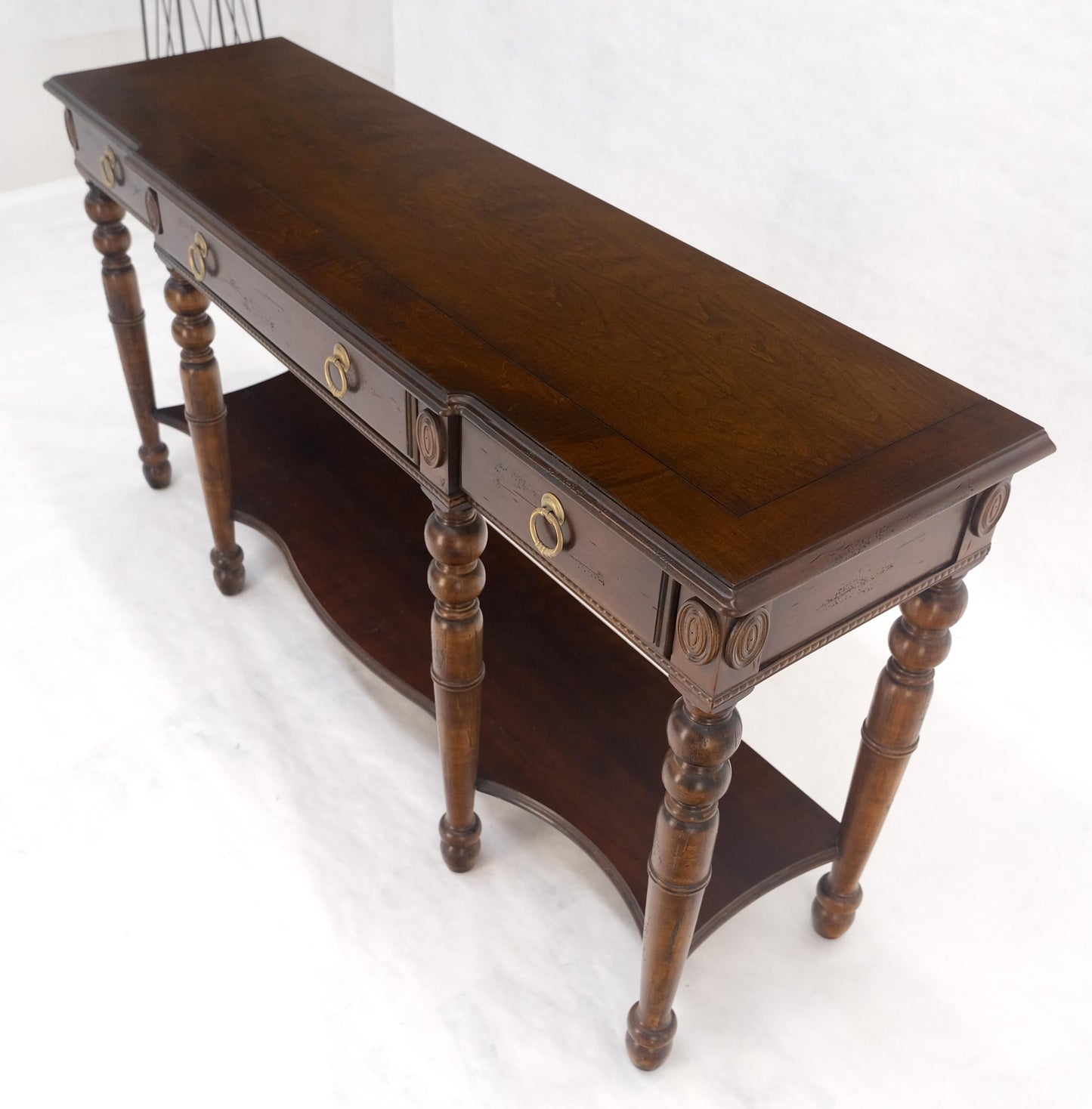 EstablishedLines Spanish Colonial Style 3 Drawers 60" Wide Console Table Credenza Brass Pulls