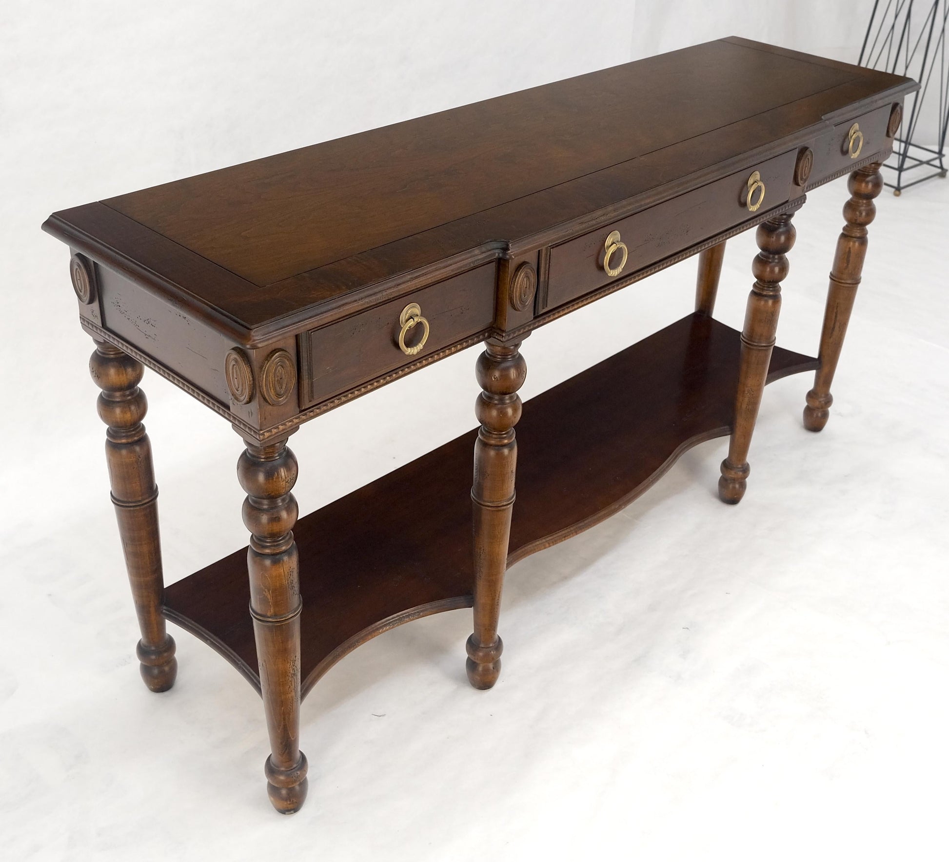 EstablishedLines Spanish Colonial Style 3 Drawers 60" Wide Console Table Credenza Brass Pulls
