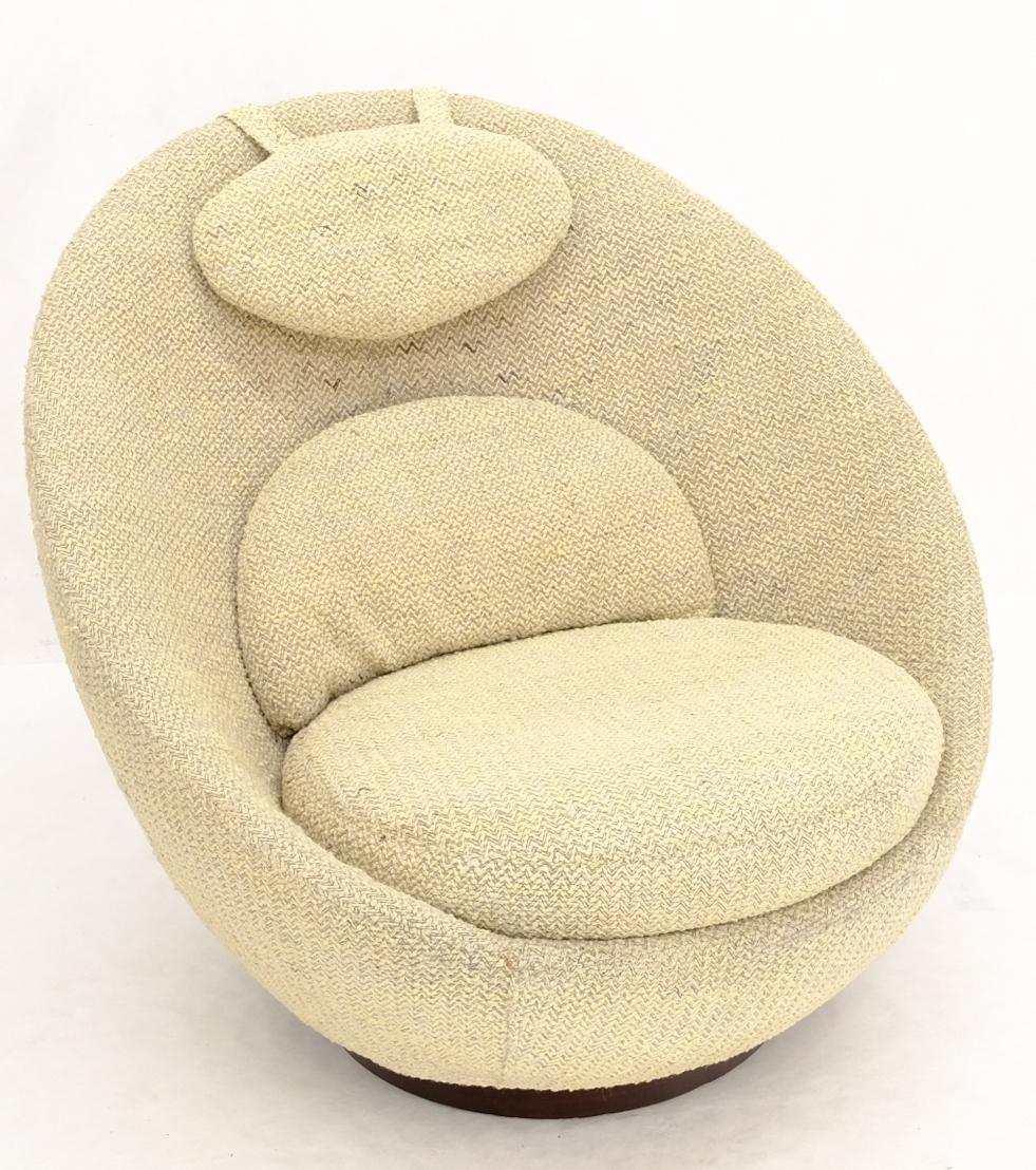 EstablishedLines Mid-Century Modern Oval Egg Shape Pod Chair w/ Adjustable Head Rest on Band Base
