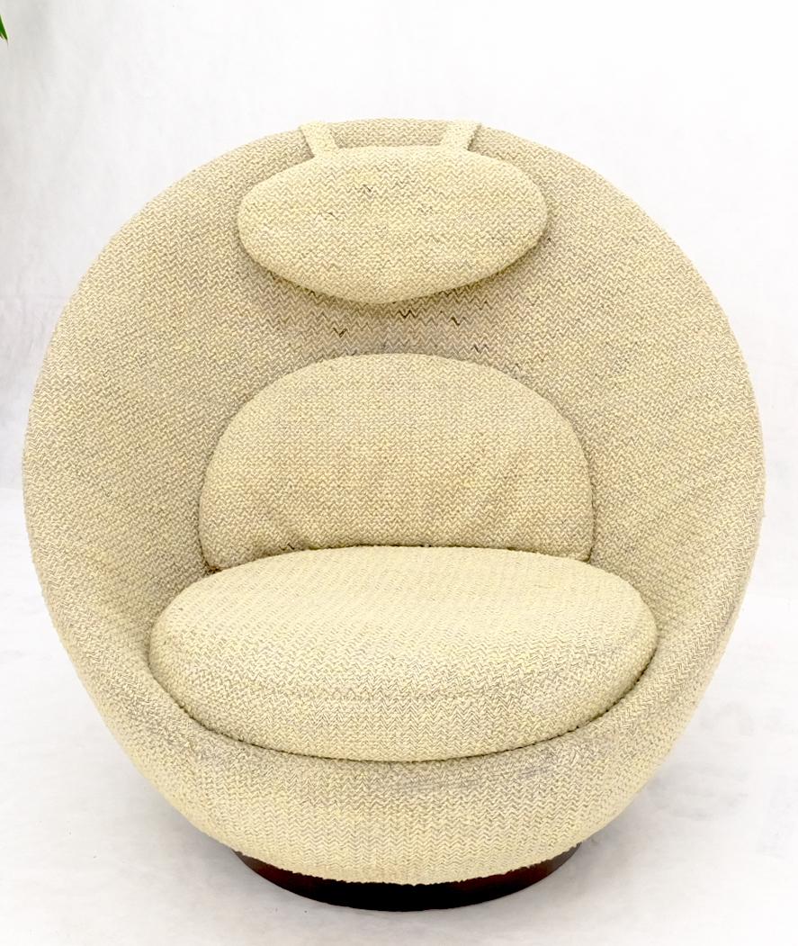 EstablishedLines Mid-Century Modern Oval Egg Shape Pod Chair w/ Adjustable Head Rest on Band Base