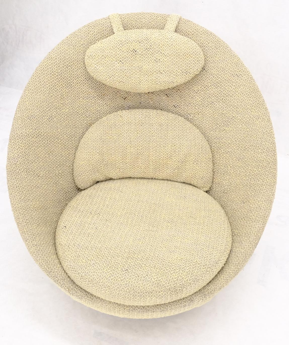 EstablishedLines Mid-Century Modern Oval Egg Shape Pod Chair w/ Adjustable Head Rest on Band Base