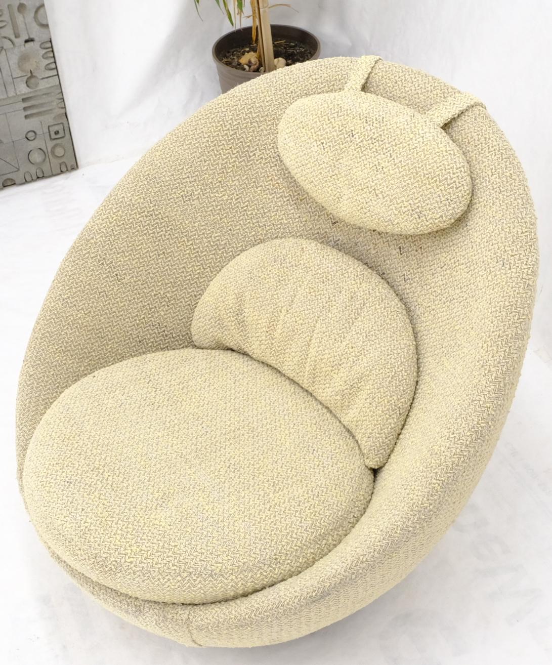 EstablishedLines Mid-Century Modern Oval Egg Shape Pod Chair w/ Adjustable Head Rest on Band Base