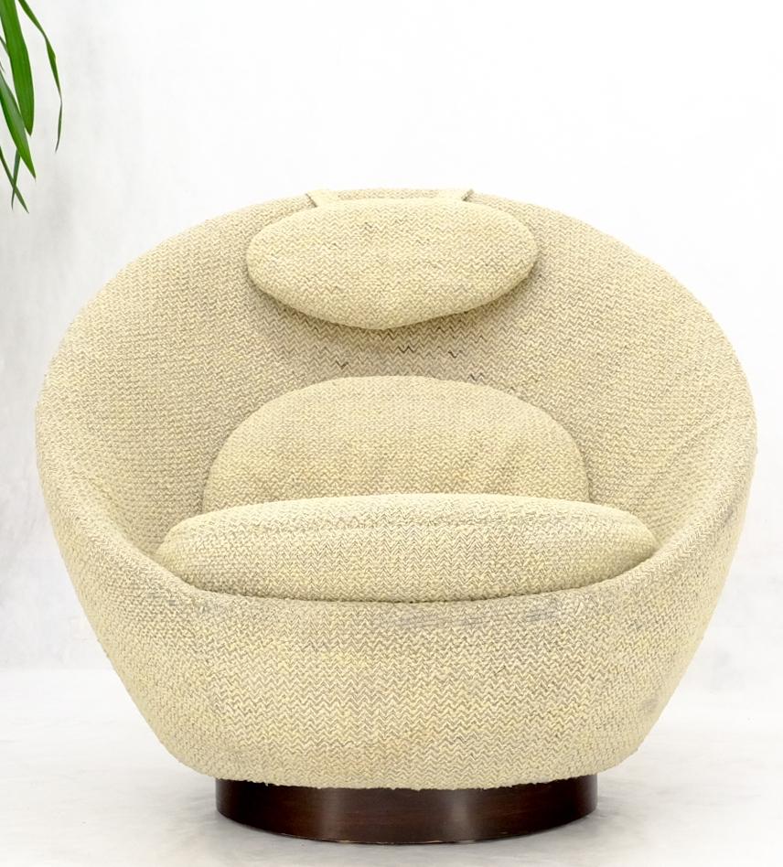 EstablishedLines Mid-Century Modern Oval Egg Shape Pod Chair w/ Adjustable Head Rest on Band Base