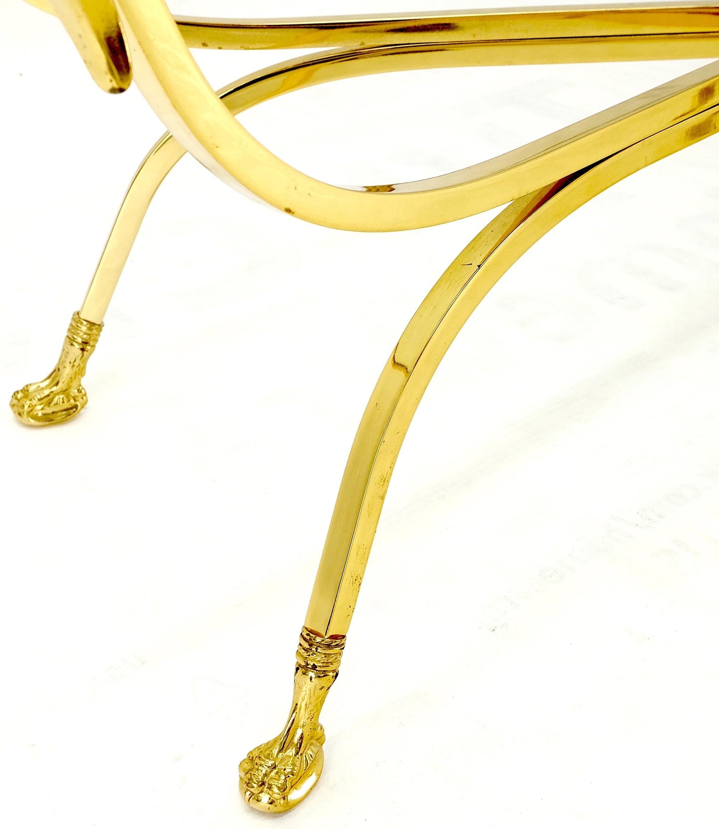 EstablishedLines Solid Brass Oval Swan Heads Feet Motive Coffee Table Center Finial