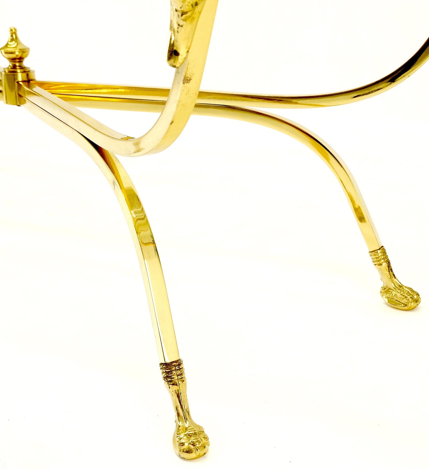 EstablishedLines Solid Brass Oval Swan Heads Feet Motive Coffee Table Center Finial