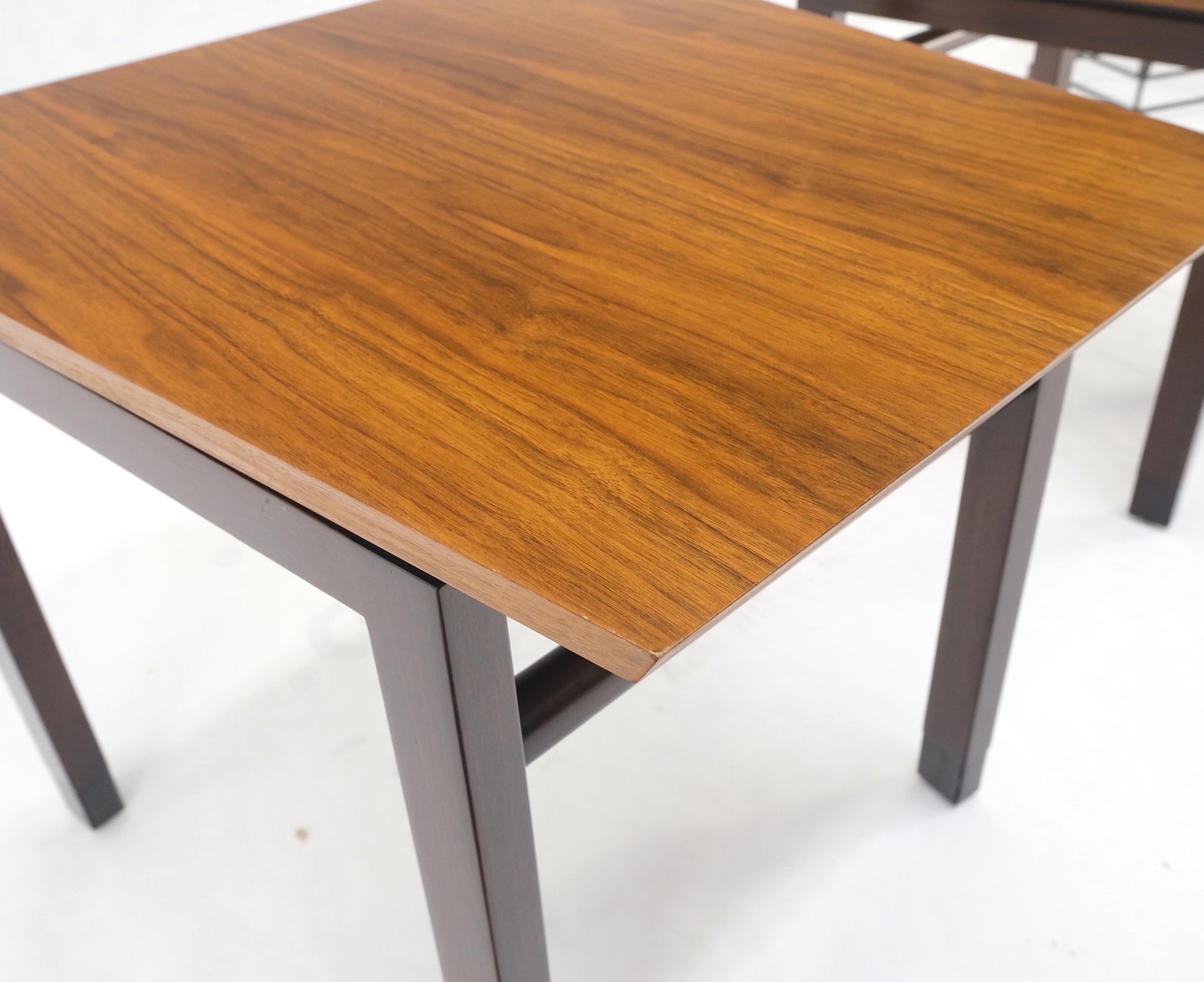 EstablishedLines Set of Trapezoid Walnut Mid Century Modern Nesting Stacking End Side Tables MINT