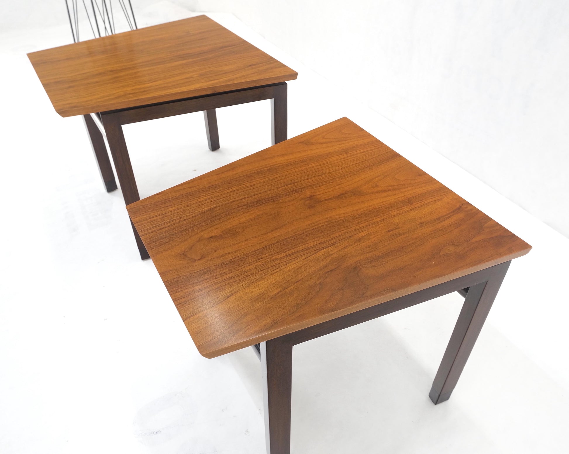 EstablishedLines Set of Trapezoid Walnut Mid Century Modern Nesting Stacking End Side Tables MINT