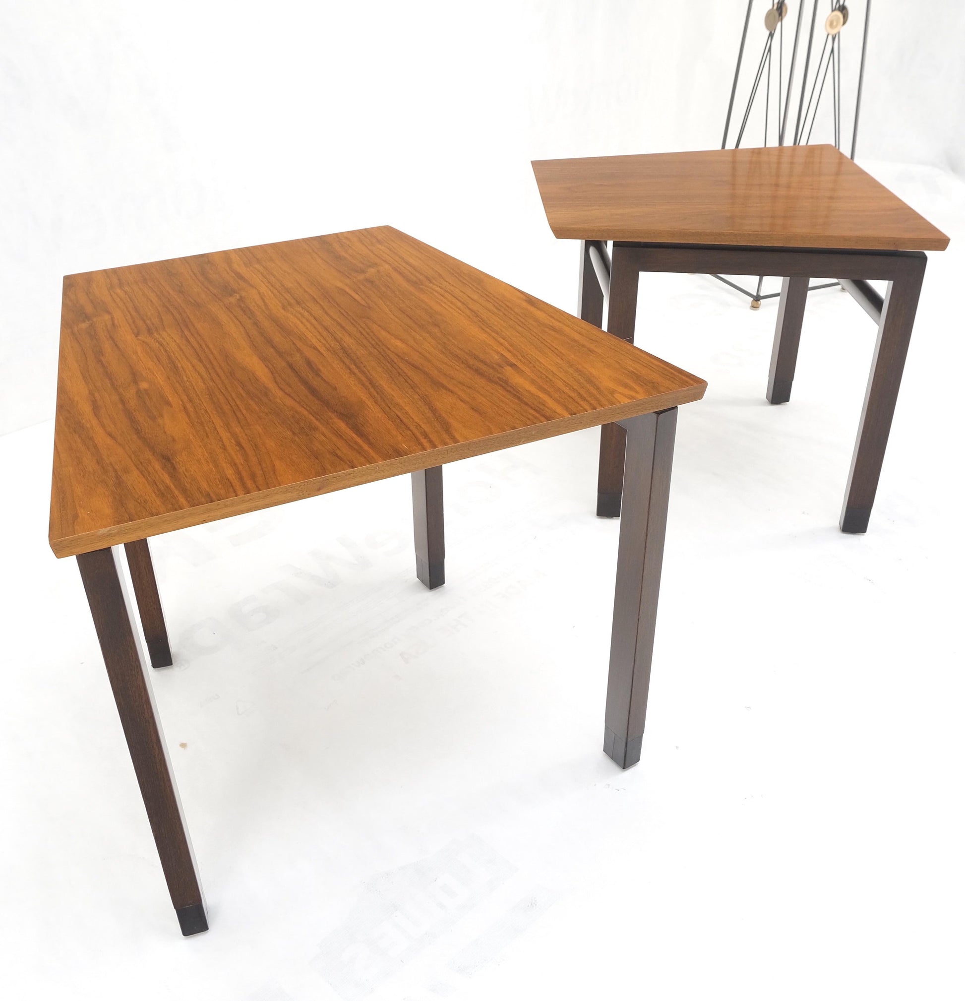 EstablishedLines Set of Trapezoid Walnut Mid Century Modern Nesting Stacking End Side Tables MINT
