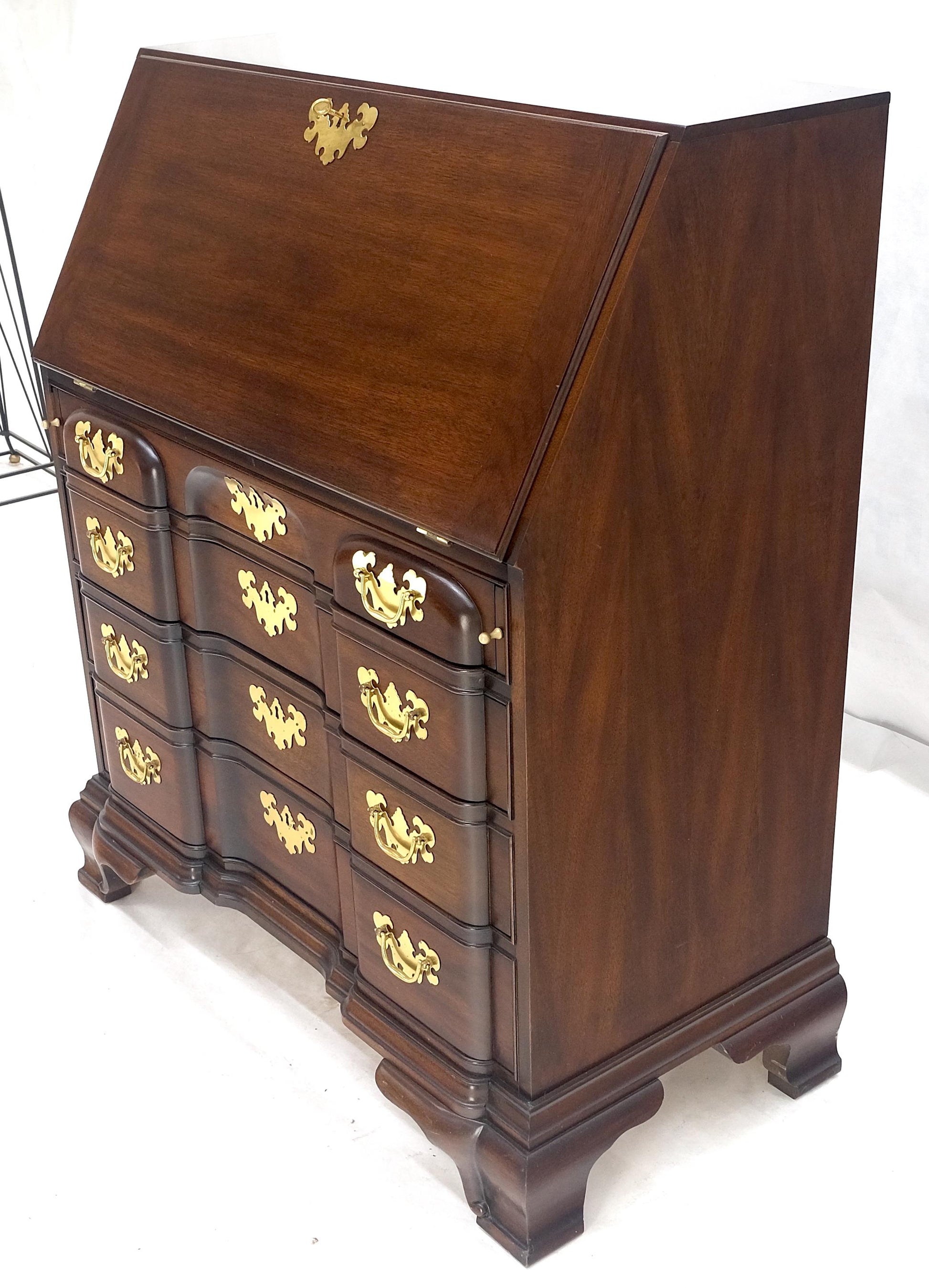 EstablishedLines Mahogany Block Front Drop Desk Secretary Bracket Foot 4 Drawers Dresser MINT!