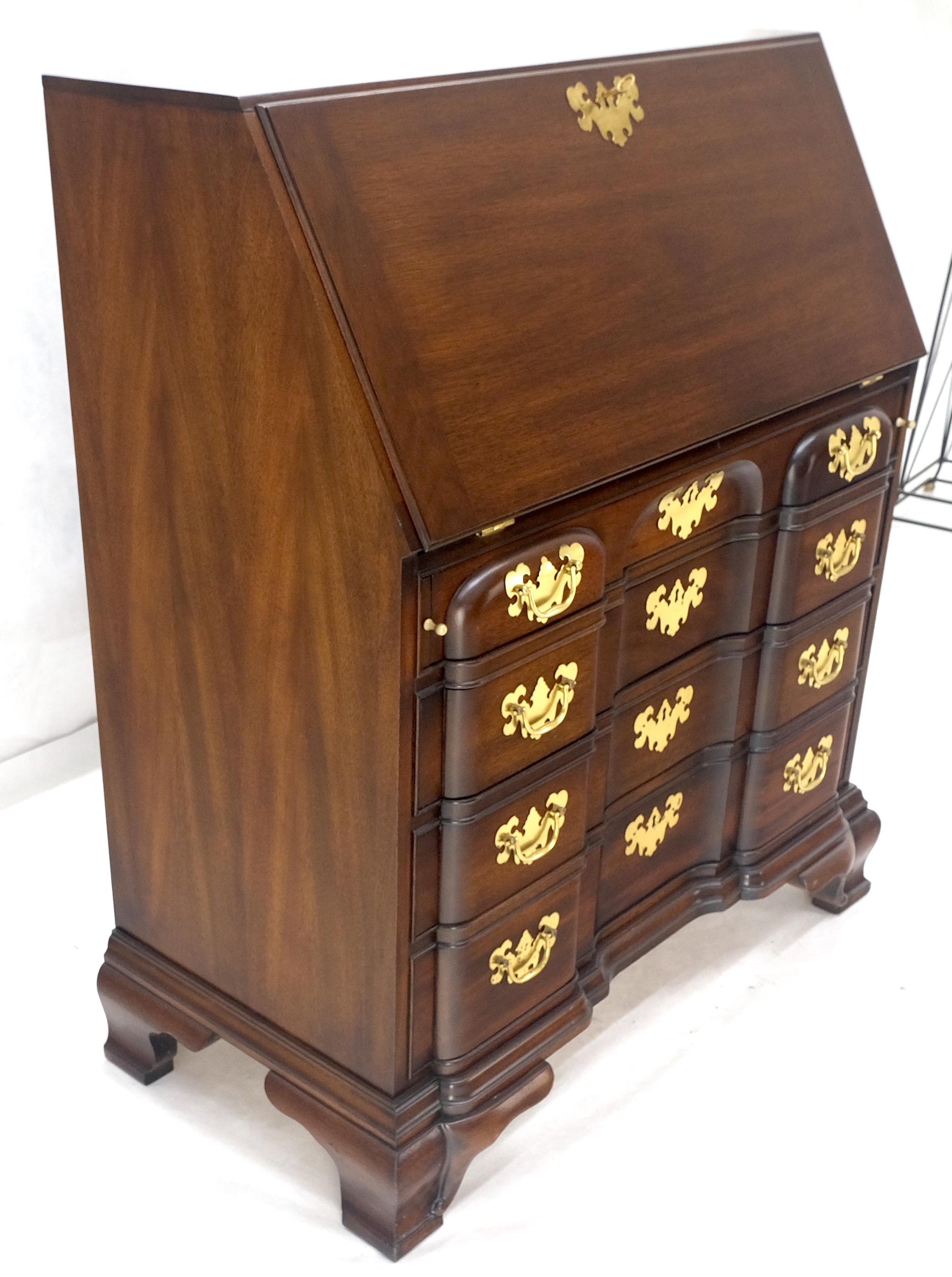 EstablishedLines Mahogany Block Front Drop Desk Secretary Bracket Foot 4 Drawers Dresser MINT!