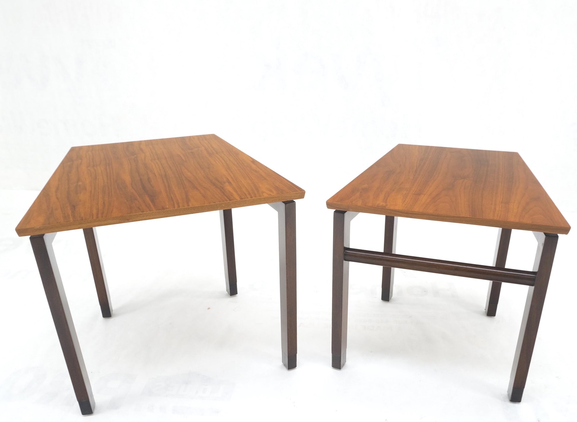 EstablishedLines Set of Trapezoid Walnut Mid Century Modern Nesting Stacking End Side Tables MINT