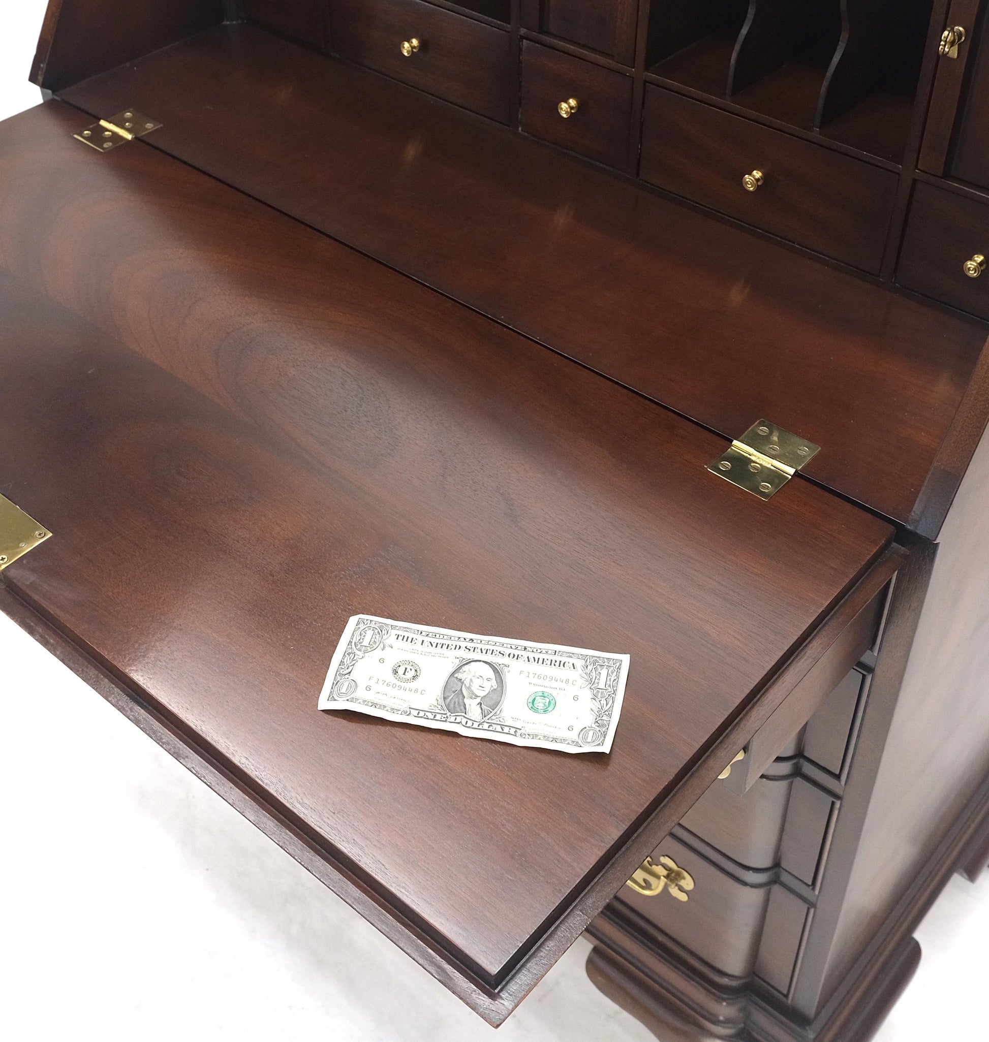 EstablishedLines Mahogany Block Front Drop Desk Secretary Bracket Foot 4 Drawers Dresser MINT!