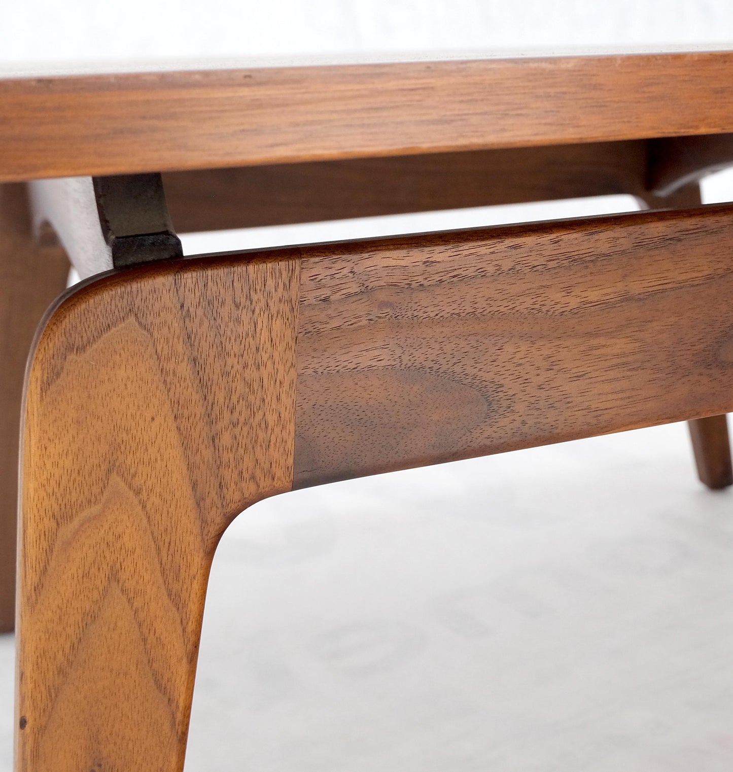 EstablishedLines Square Walnut Mid Century Modern "Floating" Top Coffee Center Table Risom Style