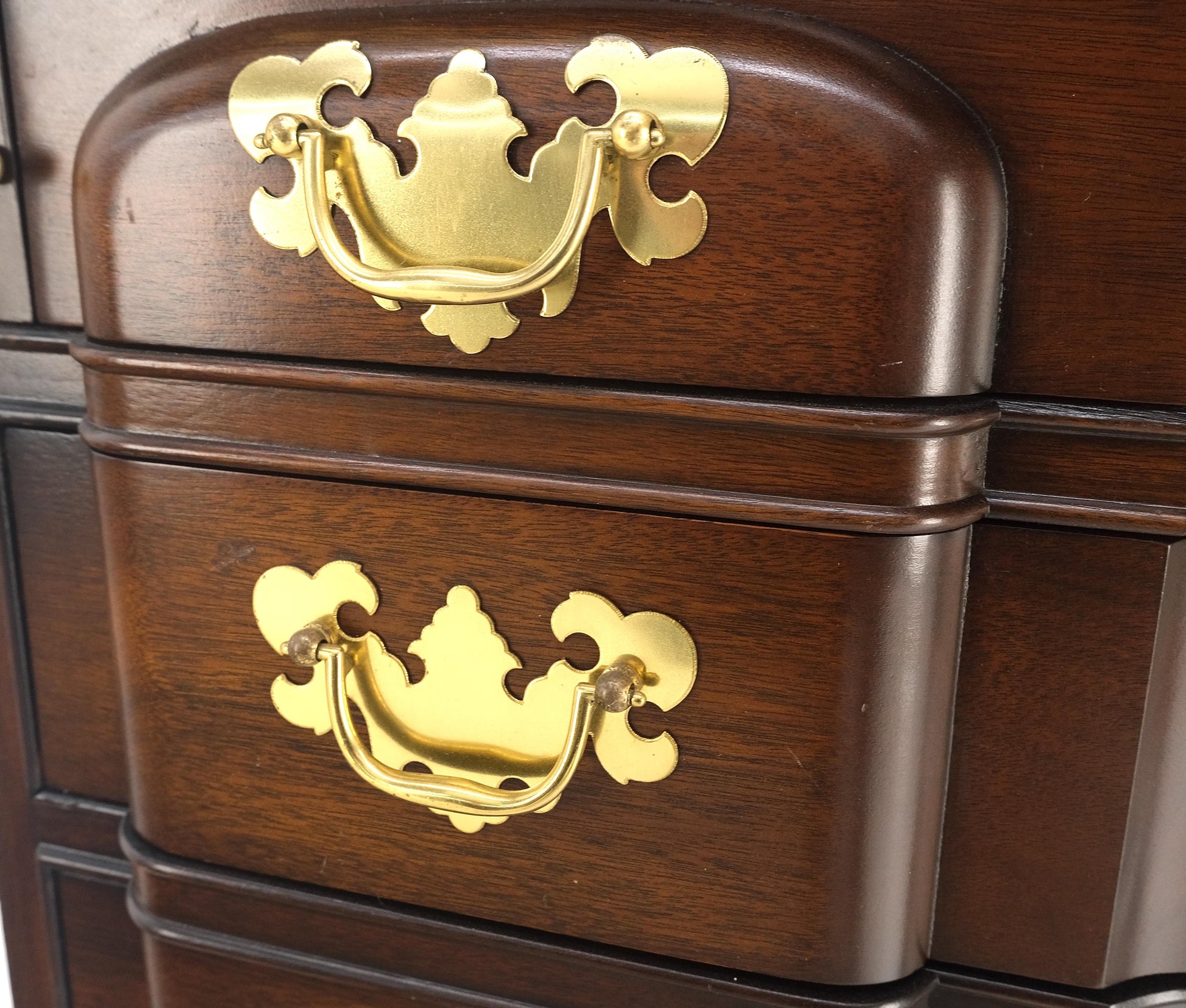 EstablishedLines Mahogany Block Front Drop Desk Secretary Bracket Foot 4 Drawers Dresser MINT!