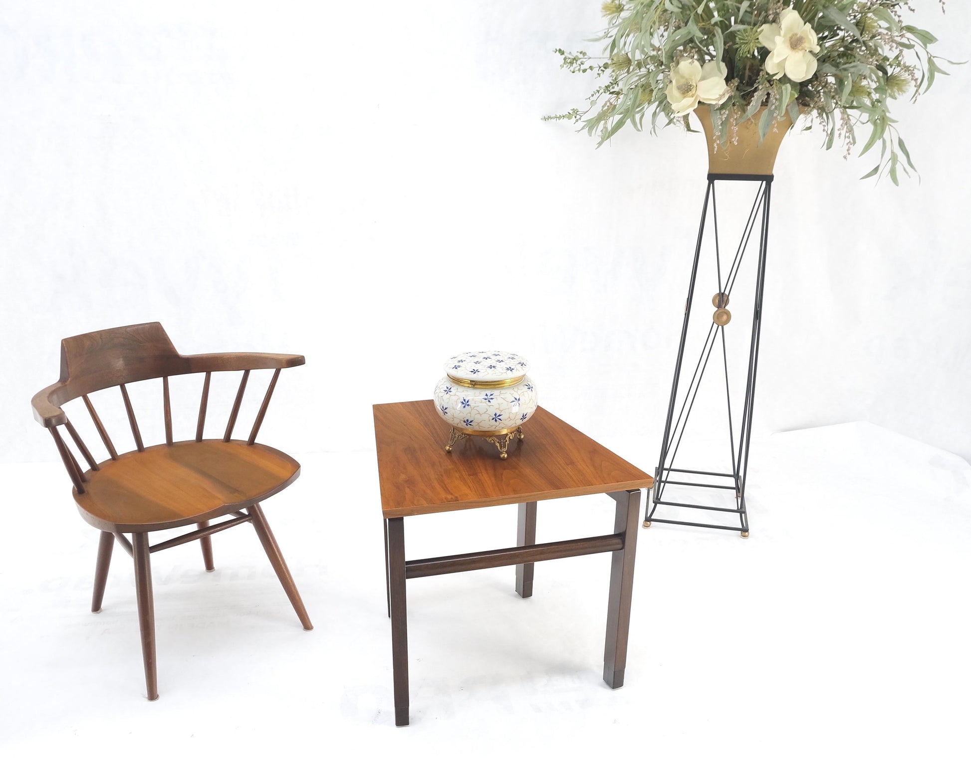 EstablishedLines Set of Trapezoid Walnut Mid Century Modern Nesting Stacking End Side Tables MINT