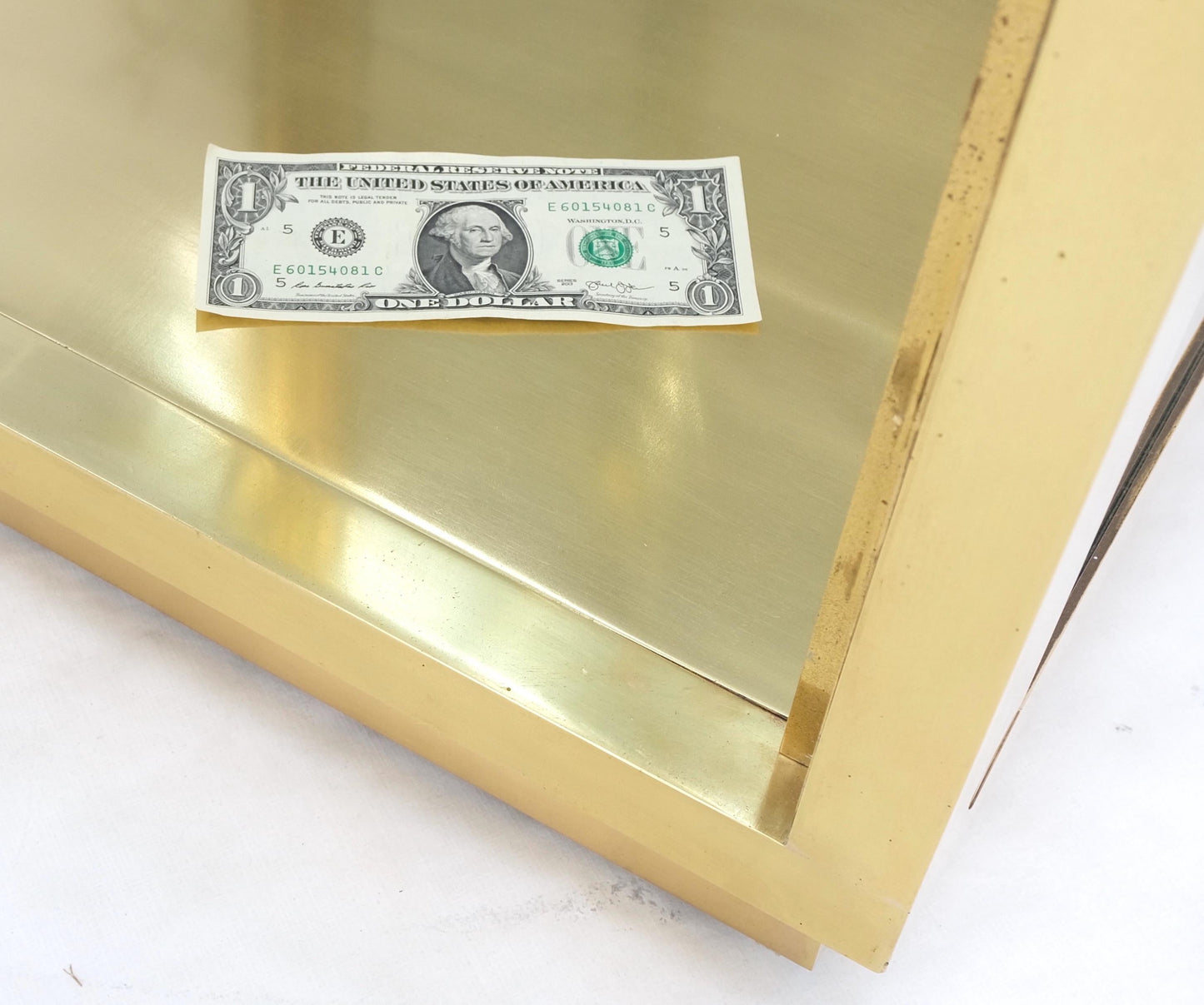 EstablishedLines 20" Sqaure Solid Brass Case 7' Tall Glass Shelve Display Cabinet Vitrine MINT!