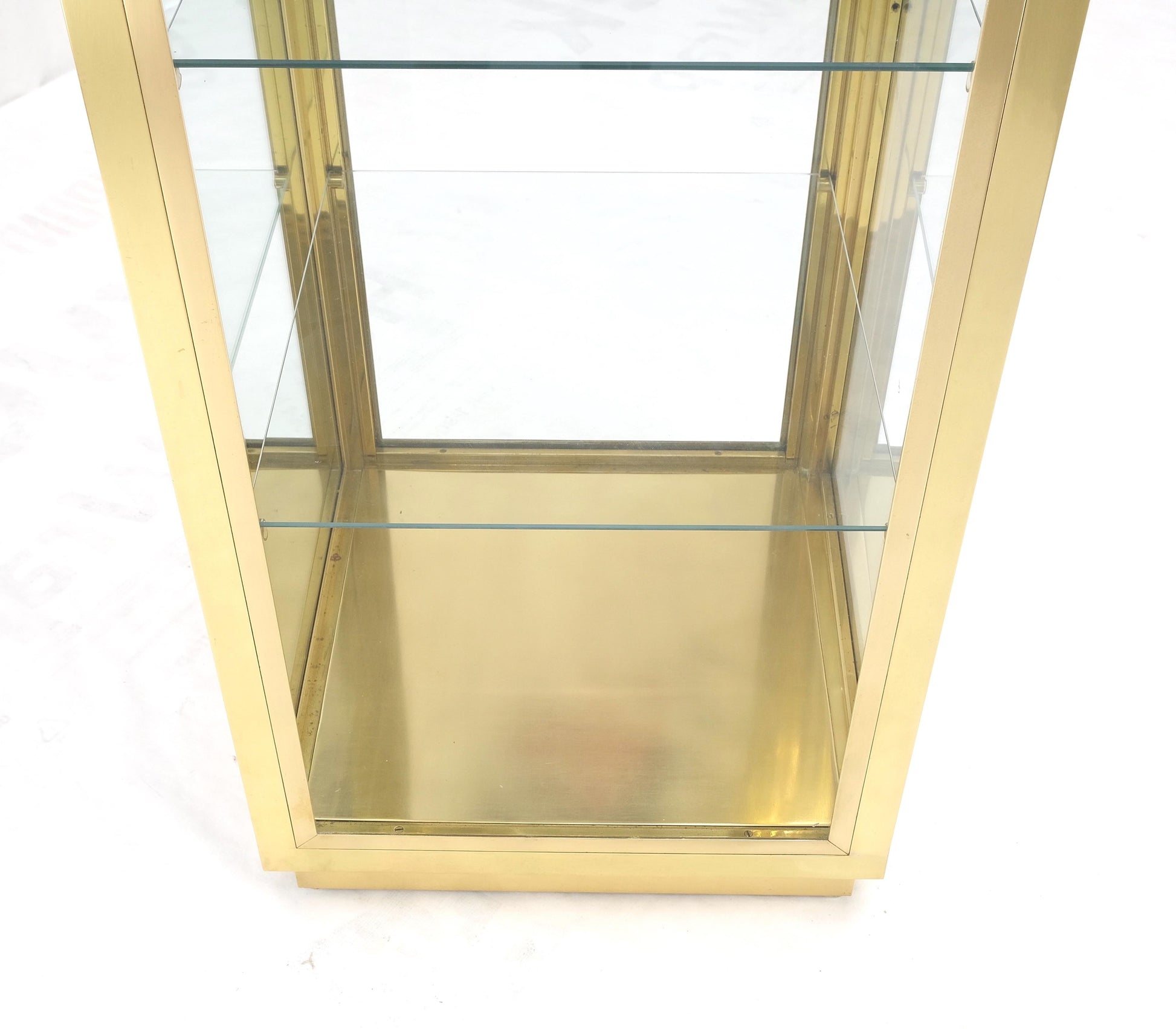 EstablishedLines 20" Sqaure Solid Brass Case 7' Tall Glass Shelve Display Cabinet Vitrine MINT!