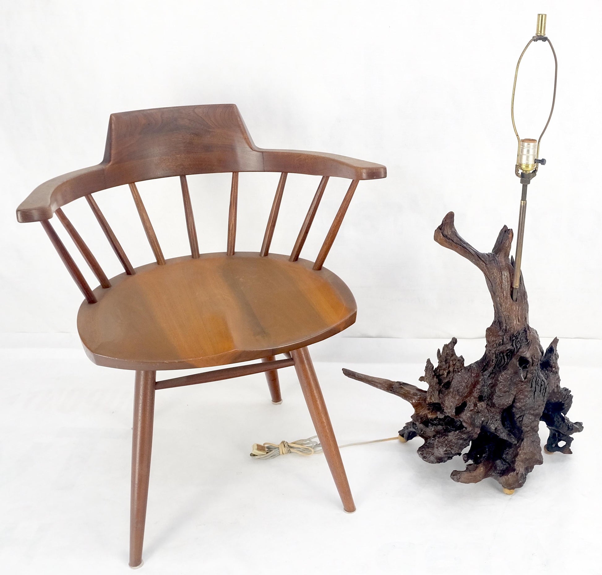 EstablishedLines Large 37" Tall Mid Century Modern Varnished Oiled Driftwood Table Lamp MINT