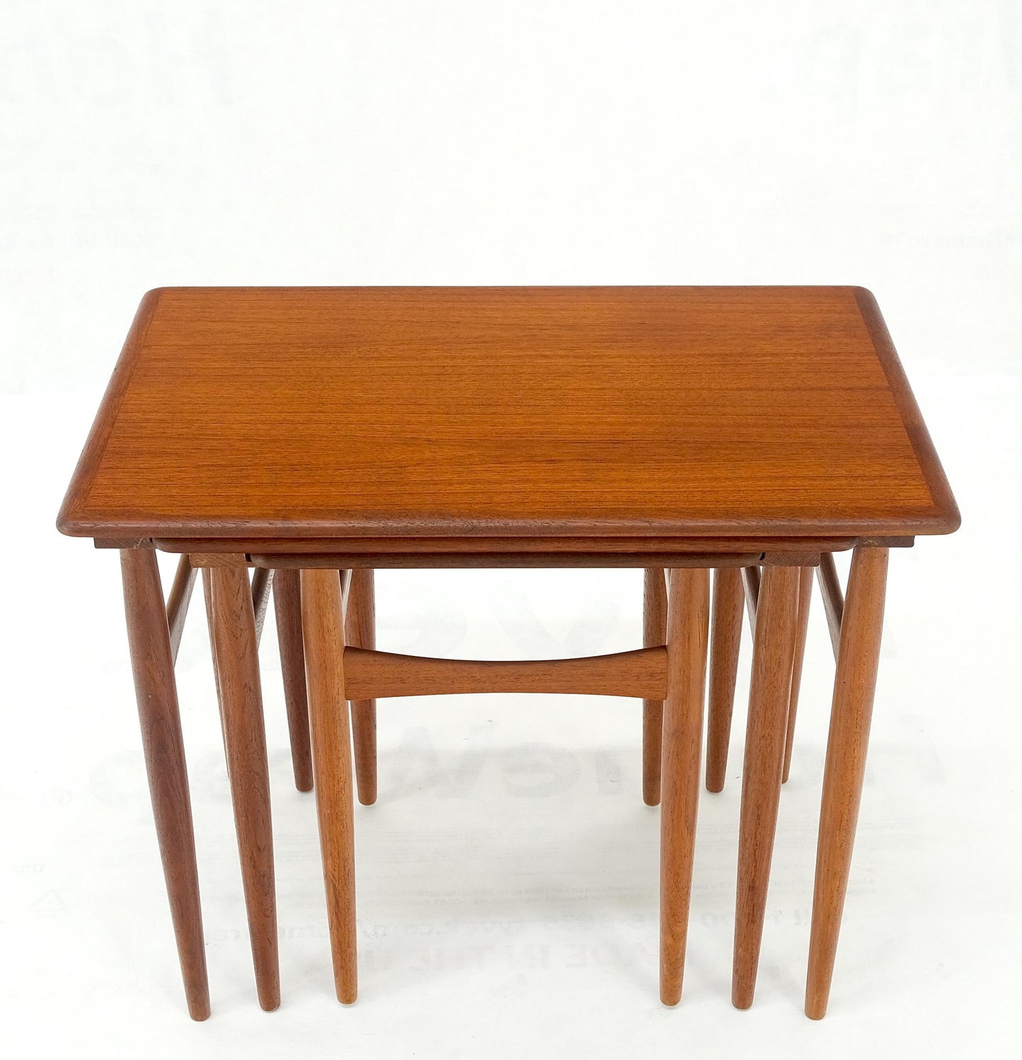 EstablishedLines Set of 3 Danish Mid-Century Modern Teak Nesting Side Occasional Tables Mint!