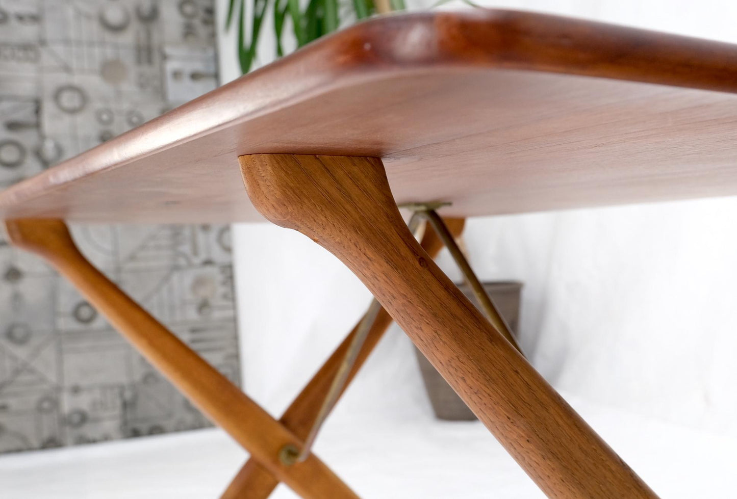 EstablishedLines Hans Wegner Danish Mid-Century Modern Teak & Brass X Base Coffee Side Table