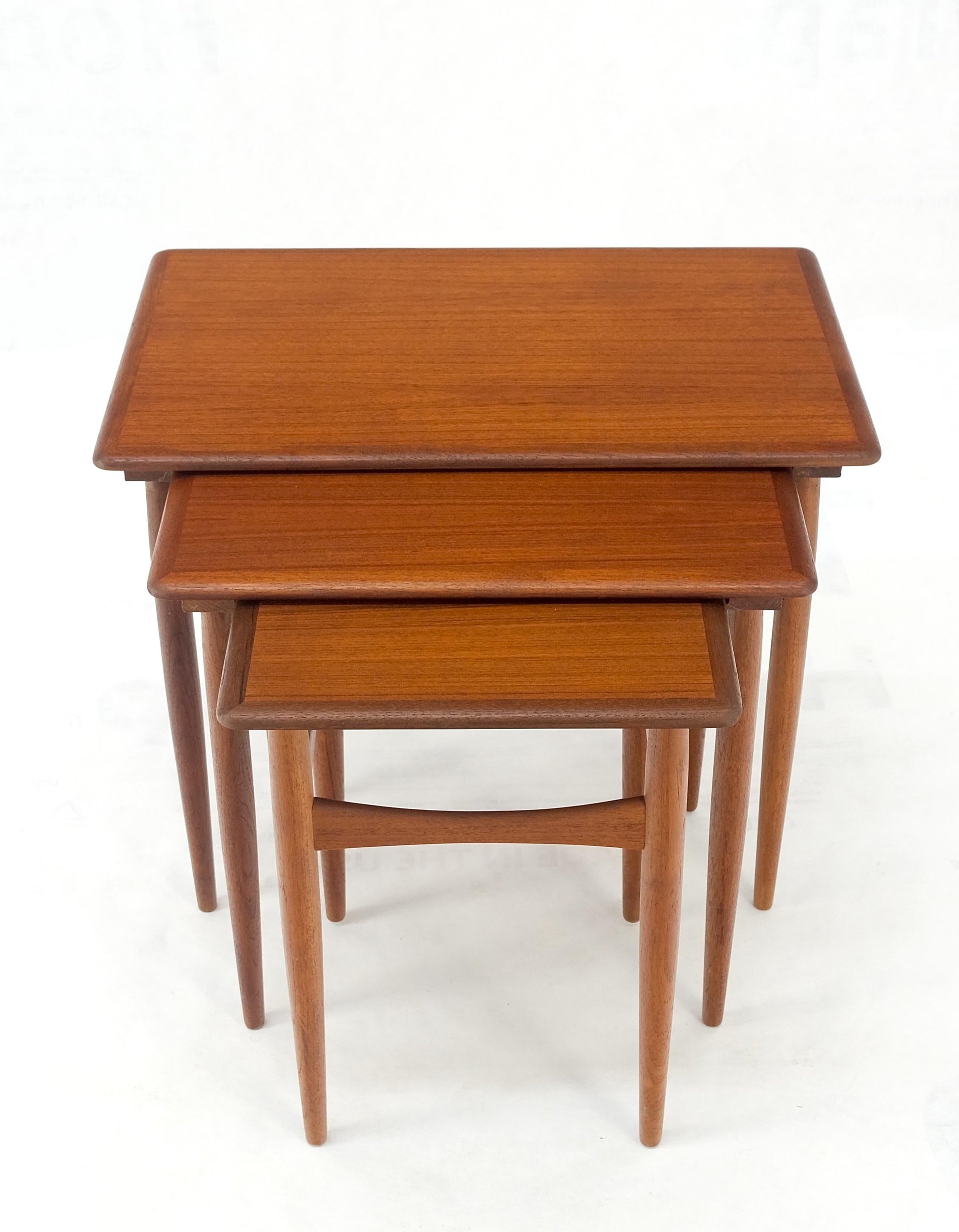 EstablishedLines Set of 3 Danish Mid-Century Modern Teak Nesting Side Occasional Tables Mint!