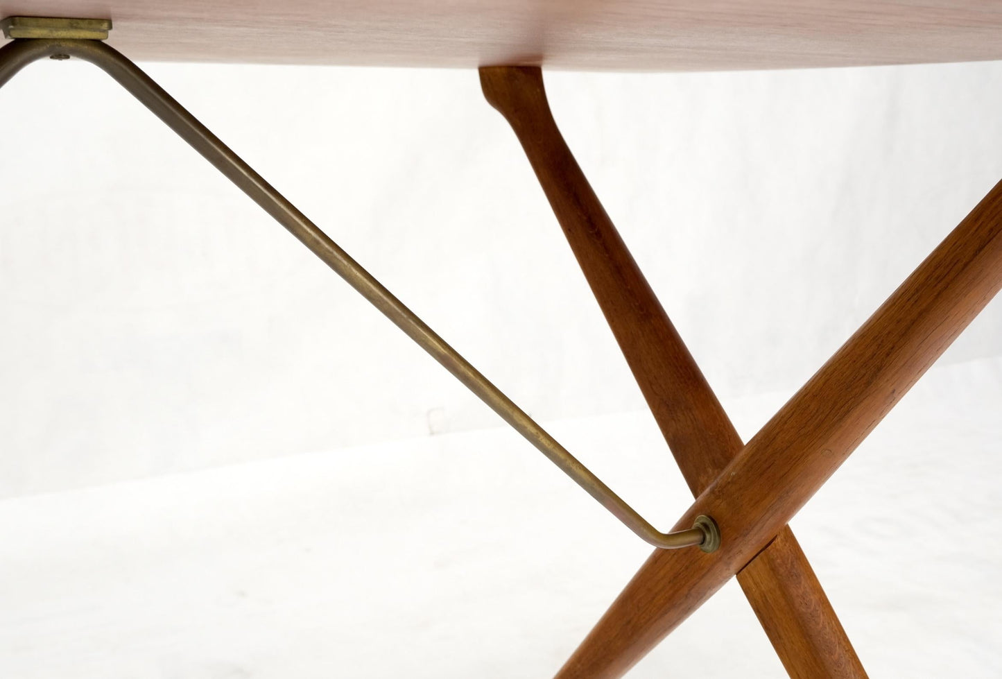 EstablishedLines Hans Wegner Danish Mid-Century Modern Teak & Brass X Base Coffee Side Table