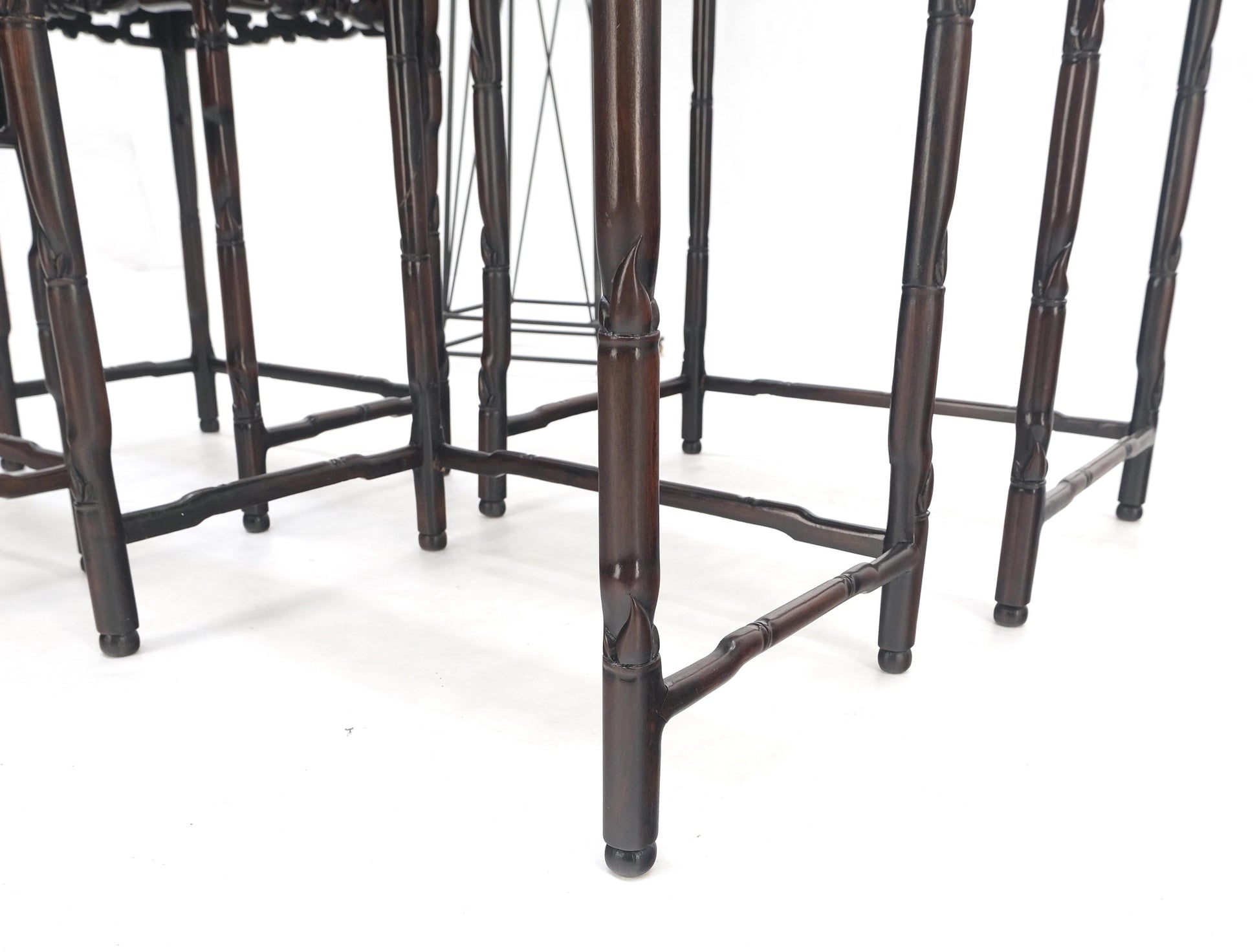 EstablishedLines Set of 4 Nesting Stacking Carved Rosewood End Side Occasional Tables Set Mint!