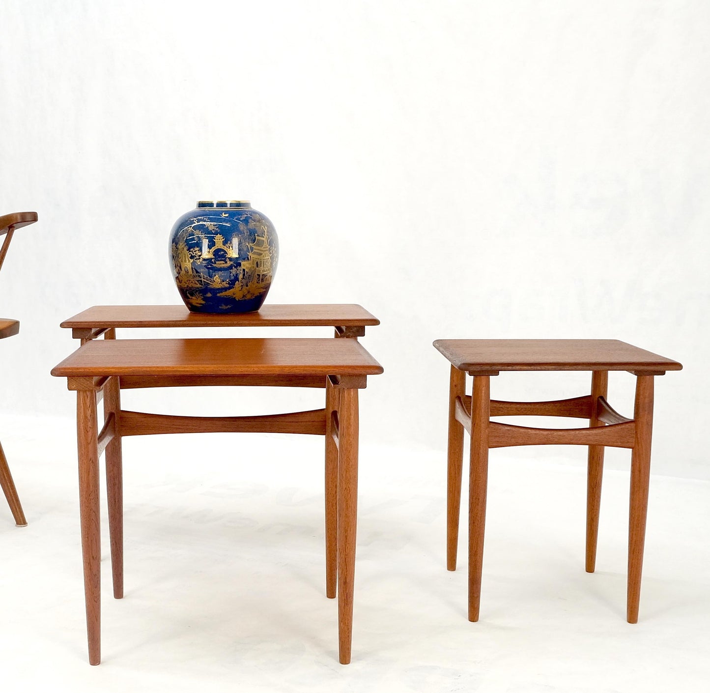 EstablishedLines Set of 3 Danish Mid-Century Modern Teak Nesting Side Occasional Tables Mint!