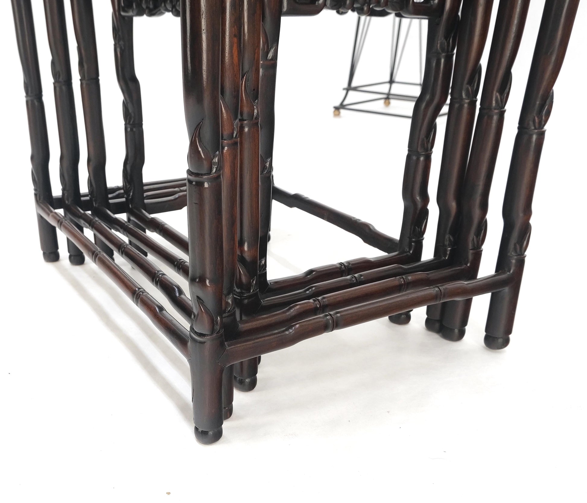 EstablishedLines Set of 4 Nesting Stacking Carved Rosewood End Side Occasional Tables Set Mint!