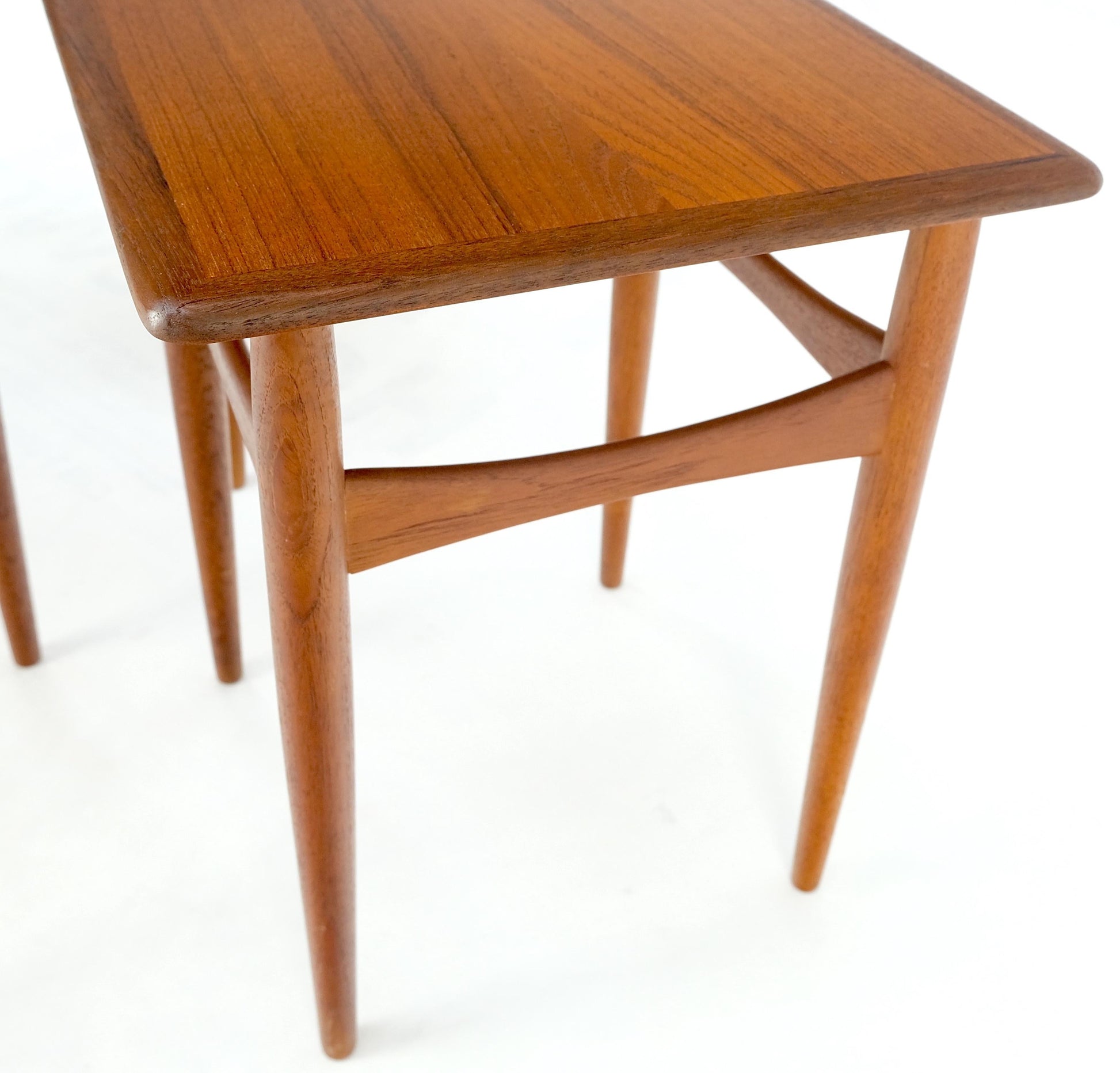 EstablishedLines Set of 3 Danish Mid-Century Modern Teak Nesting Side Occasional Tables Mint!