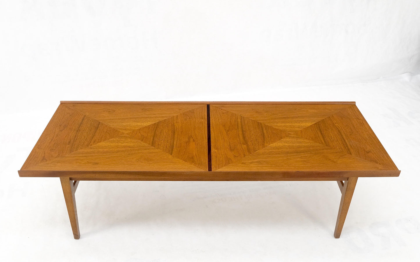 EstablishedLines Danish Mid-Century Modern Walnut Long Rectangle Coffee Table W Rolled Edge Mint!