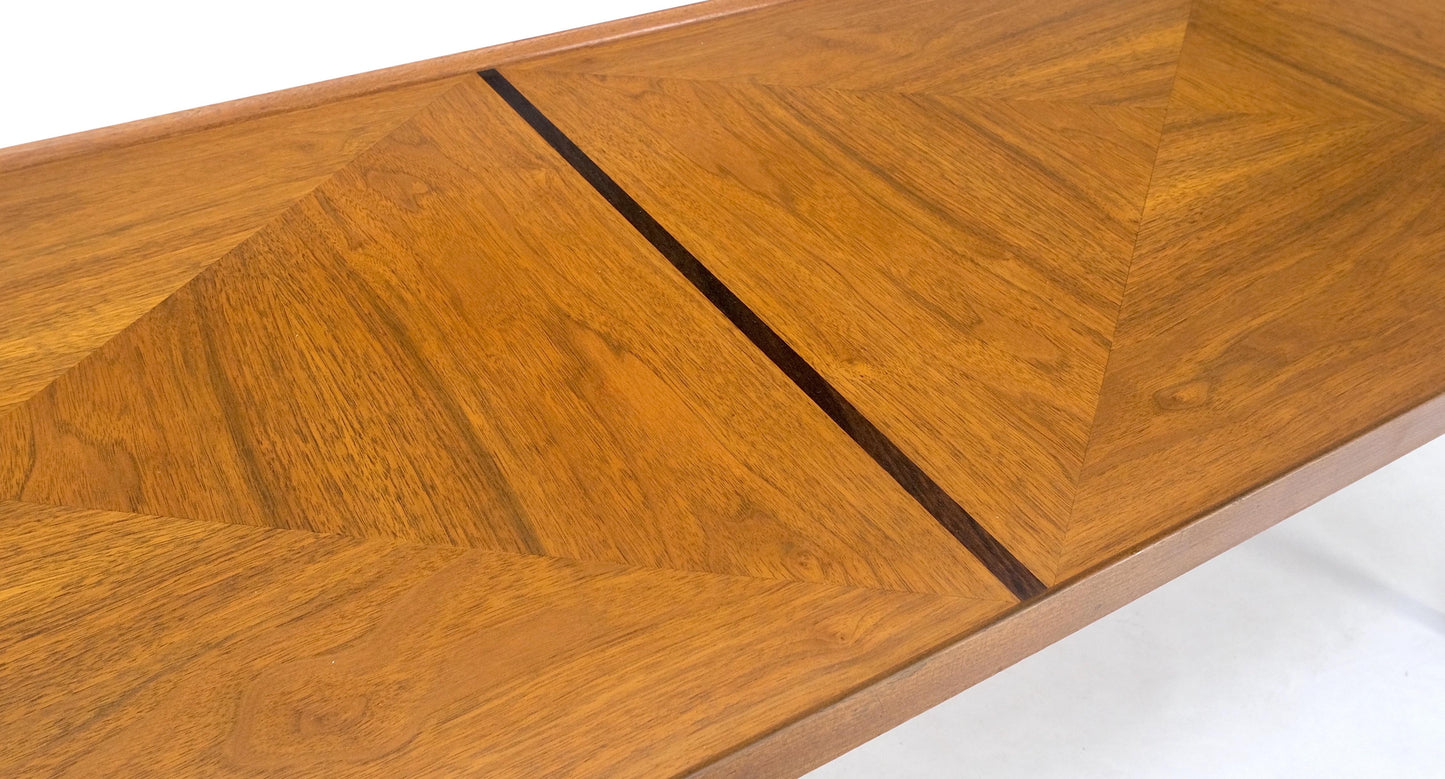 EstablishedLines Danish Mid-Century Modern Walnut Long Rectangle Coffee Table W Rolled Edge Mint!