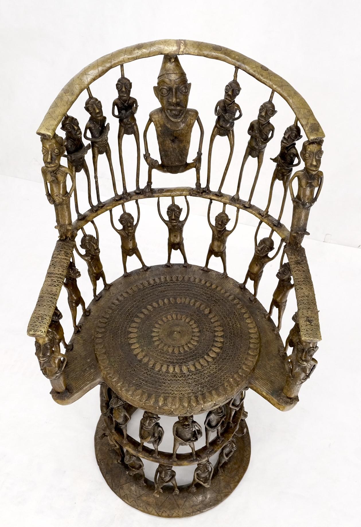 EstablishedLines Solid Bronze 44 Figurines African Cameroon Bronze Figurative Throne Chair