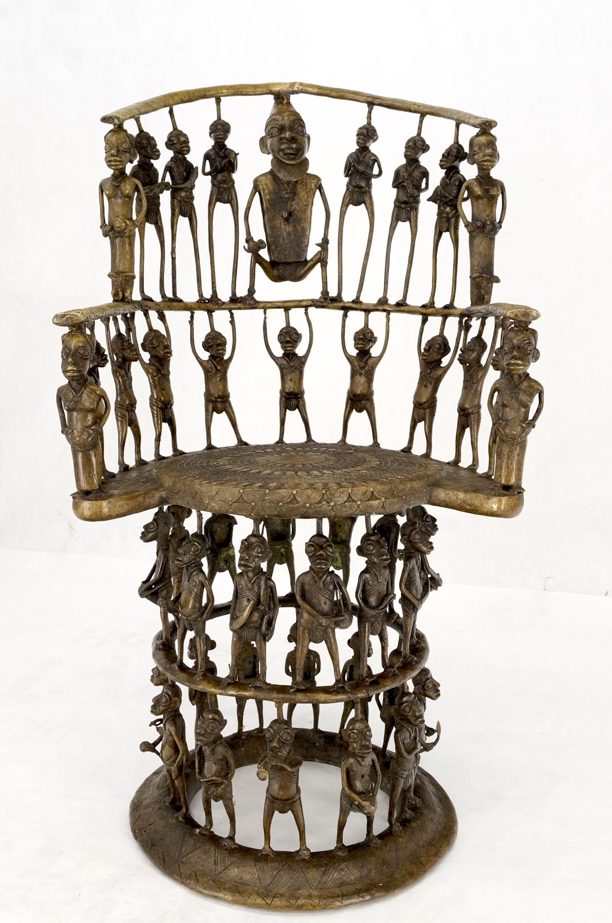 EstablishedLines Solid Bronze 44 Figurines African Cameroon Bronze Figurative Throne Chair