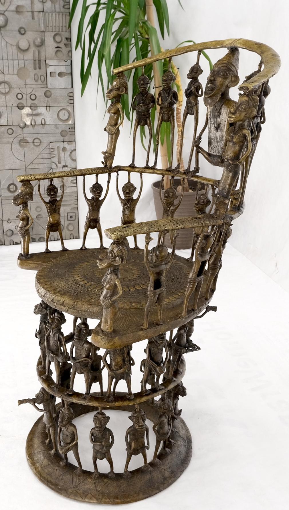 EstablishedLines Solid Bronze 44 Figurines African Cameroon Bronze Figurative Throne Chair