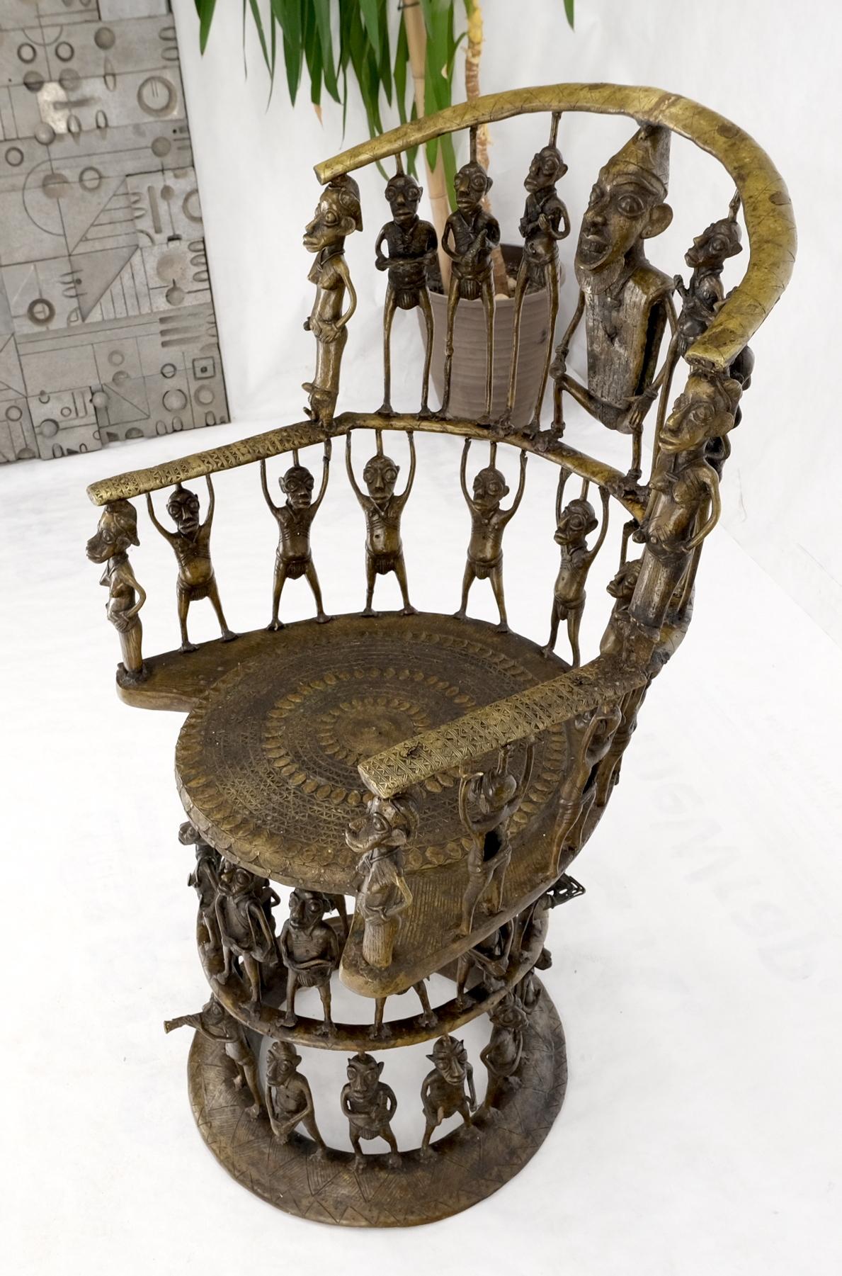 EstablishedLines Solid Bronze 44 Figurines African Cameroon Bronze Figurative Throne Chair