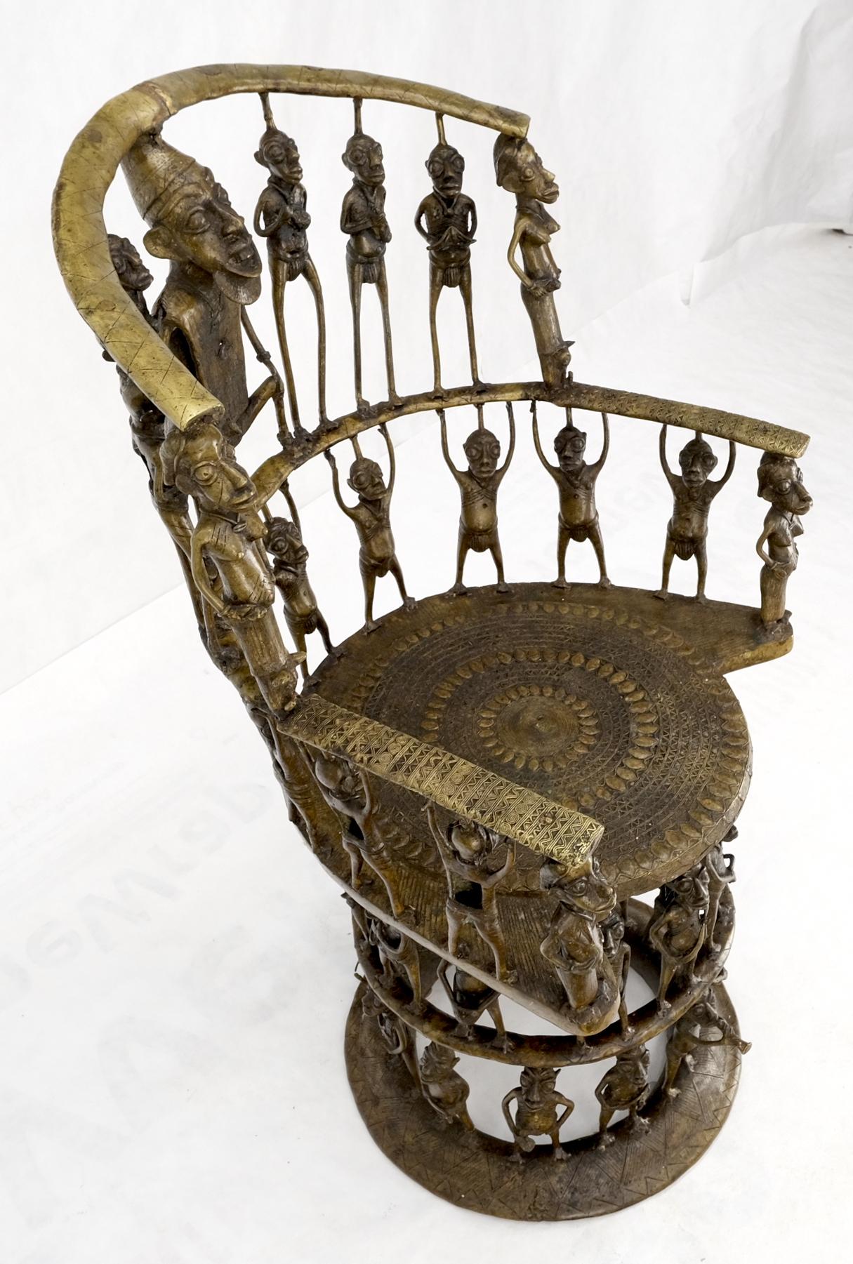 EstablishedLines Solid Bronze 44 Figurines African Cameroon Bronze Figurative Throne Chair