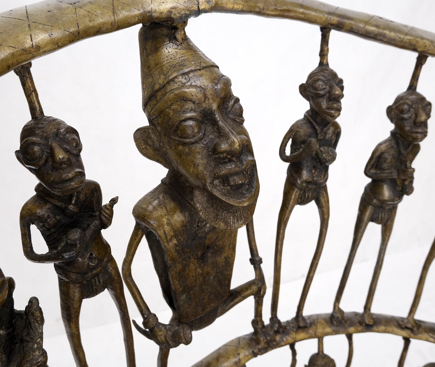 EstablishedLines Solid Bronze 44 Figurines African Cameroon Bronze Figurative Throne Chair