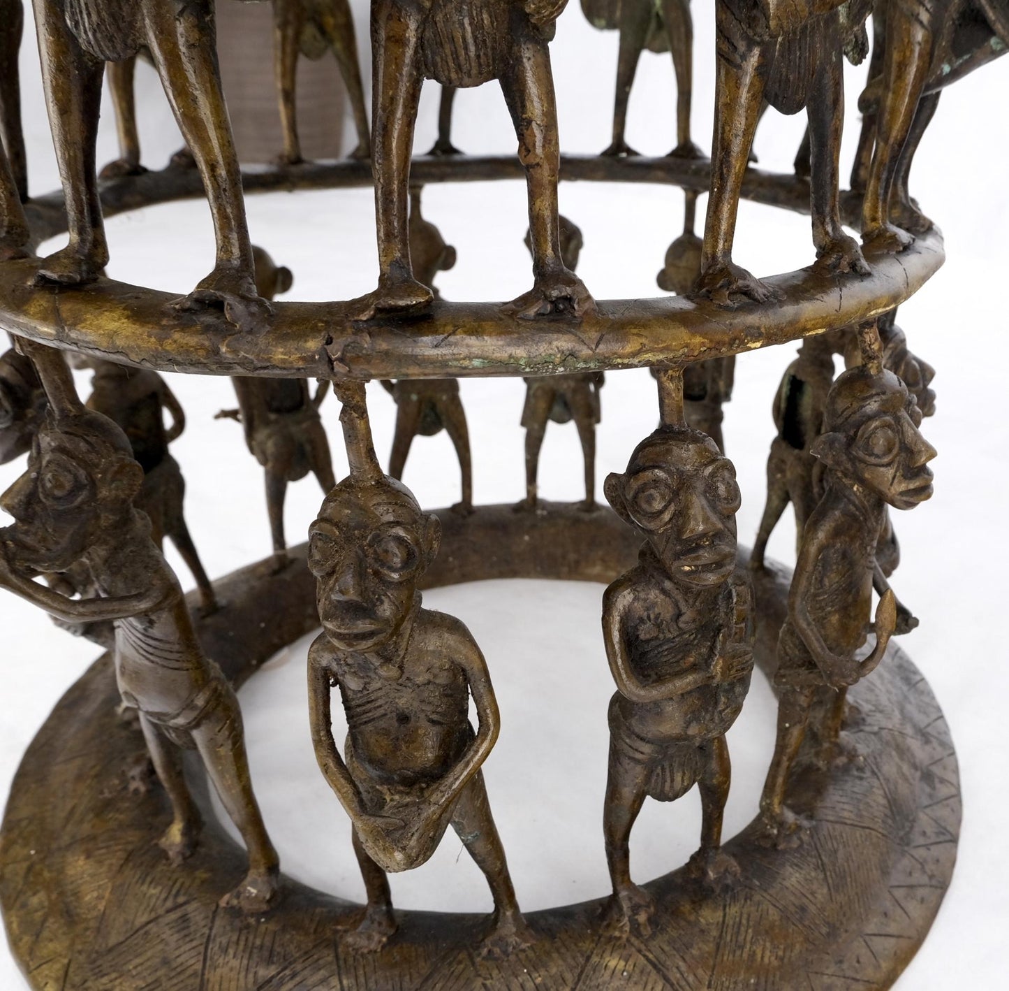EstablishedLines Solid Bronze 44 Figurines African Cameroon Bronze Figurative Throne Chair