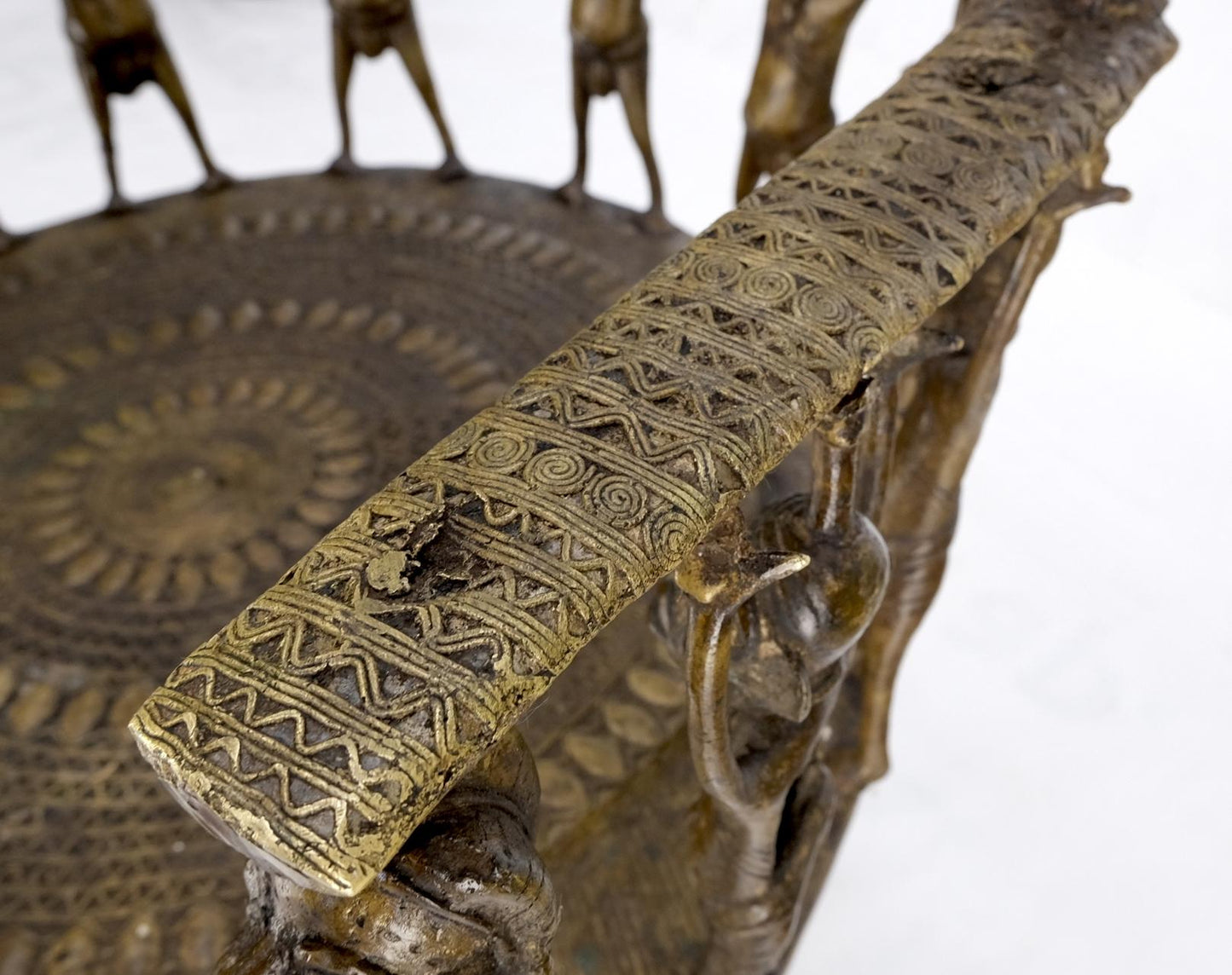 EstablishedLines Solid Bronze 44 Figurines African Cameroon Bronze Figurative Throne Chair