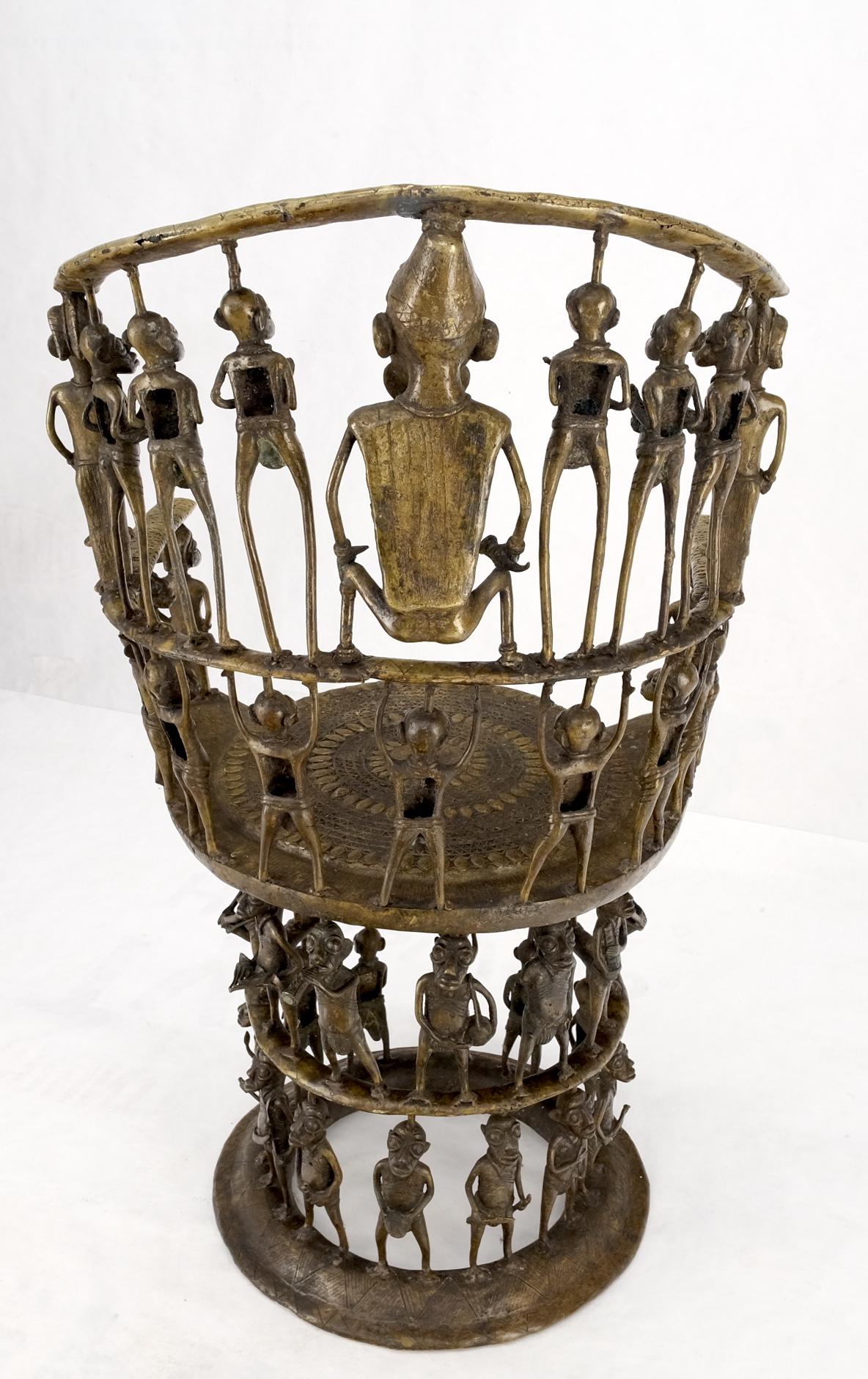 EstablishedLines Solid Bronze 44 Figurines African Cameroon Bronze Figurative Throne Chair